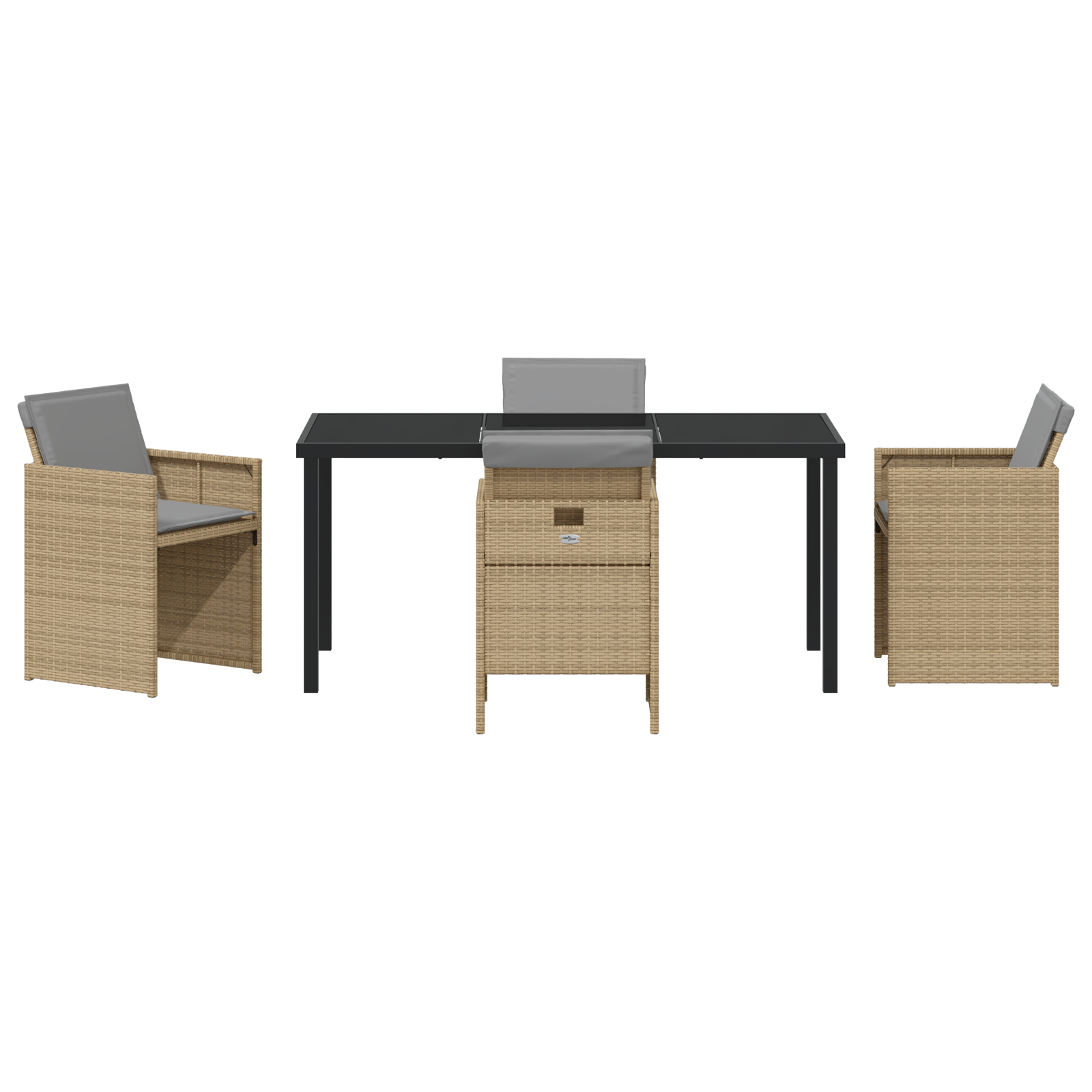 Комплект за градинско хранене от 5 части с възглавници в бежово от поли ратан - Image 7