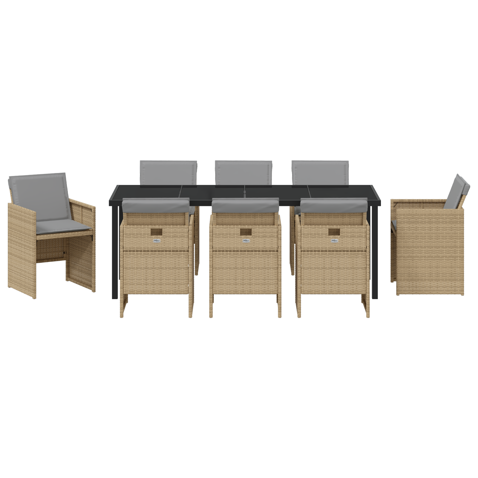 9-частен комплект за градинско хранене с възглавнички Бежов полиратан - Image 7