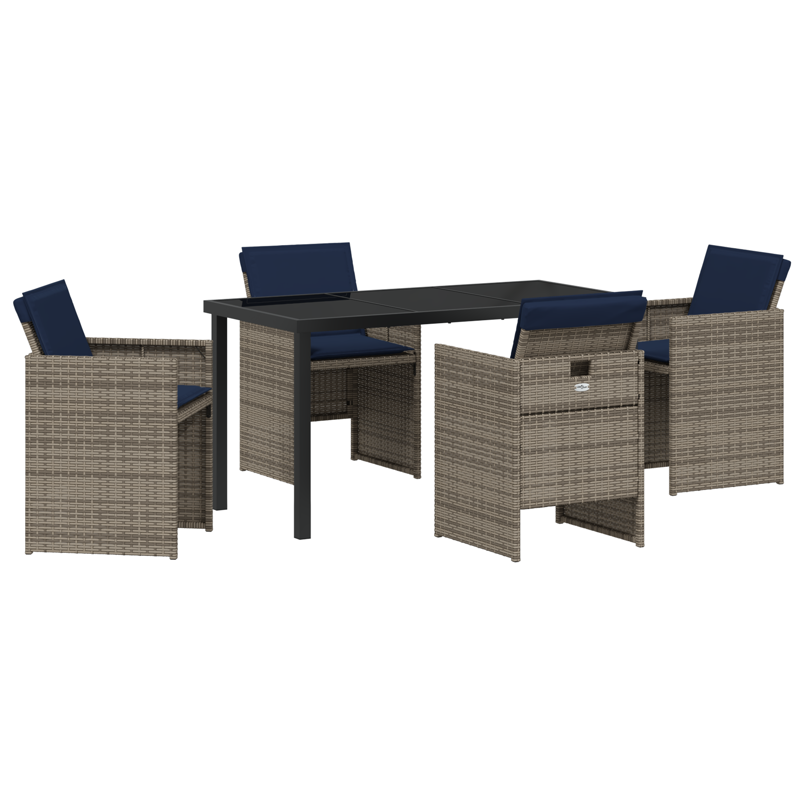 5 Членно Градински Комплект за Хранене с Възглавници Сив Полиратан - Image 2