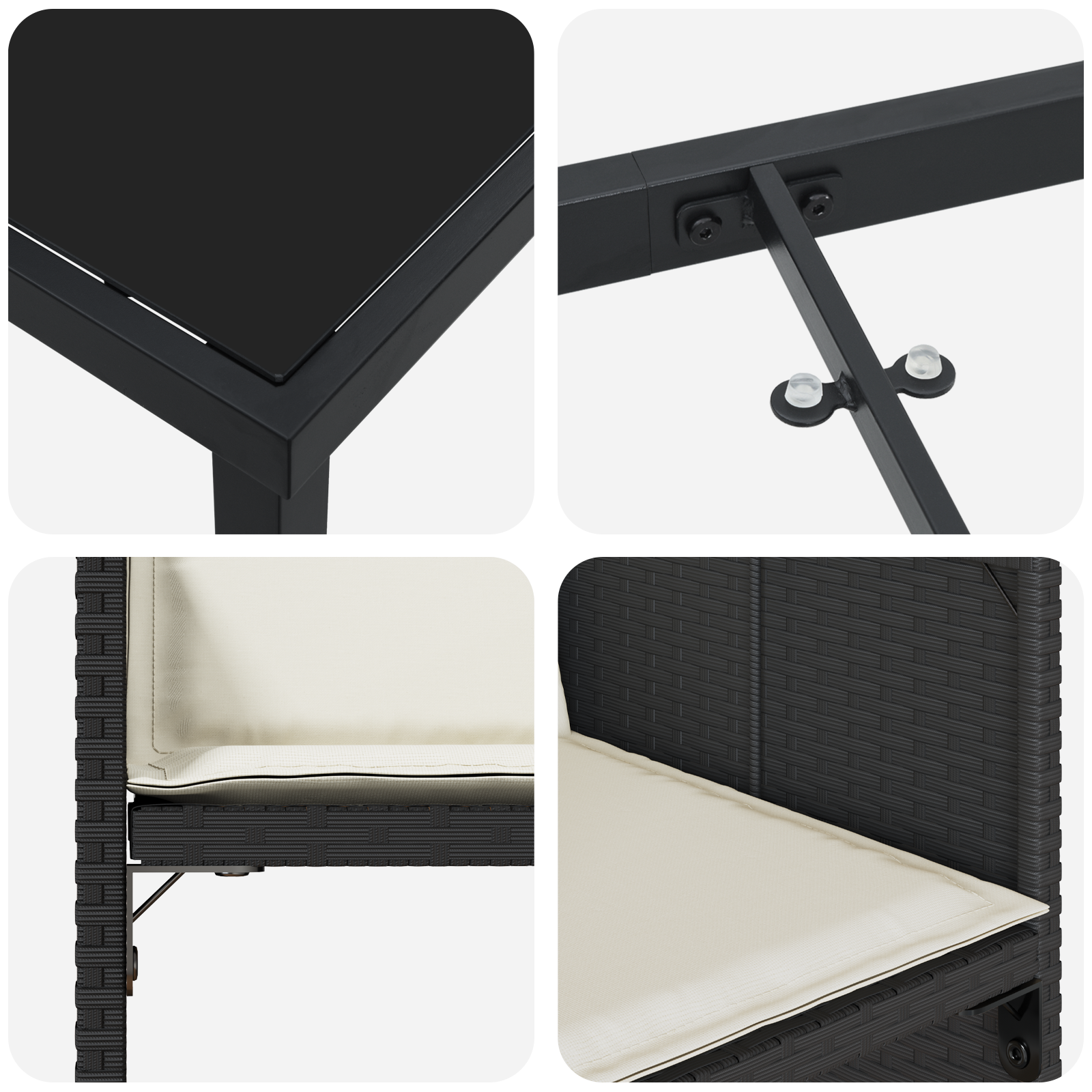 Комплект за хранене в градината с 9 части и възглавници черен полиратан - Image 9