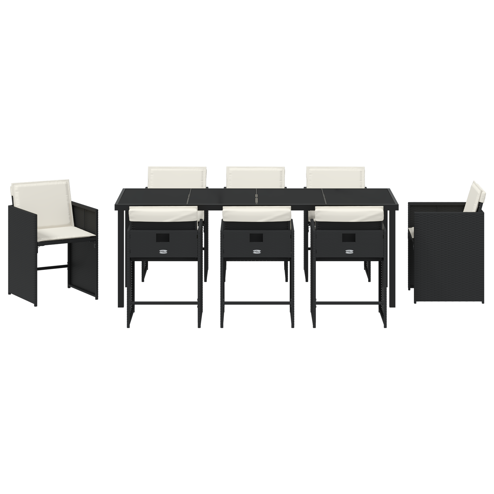 Комплект за хранене в градината с 9 части и възглавници черен полиратан - Image 7