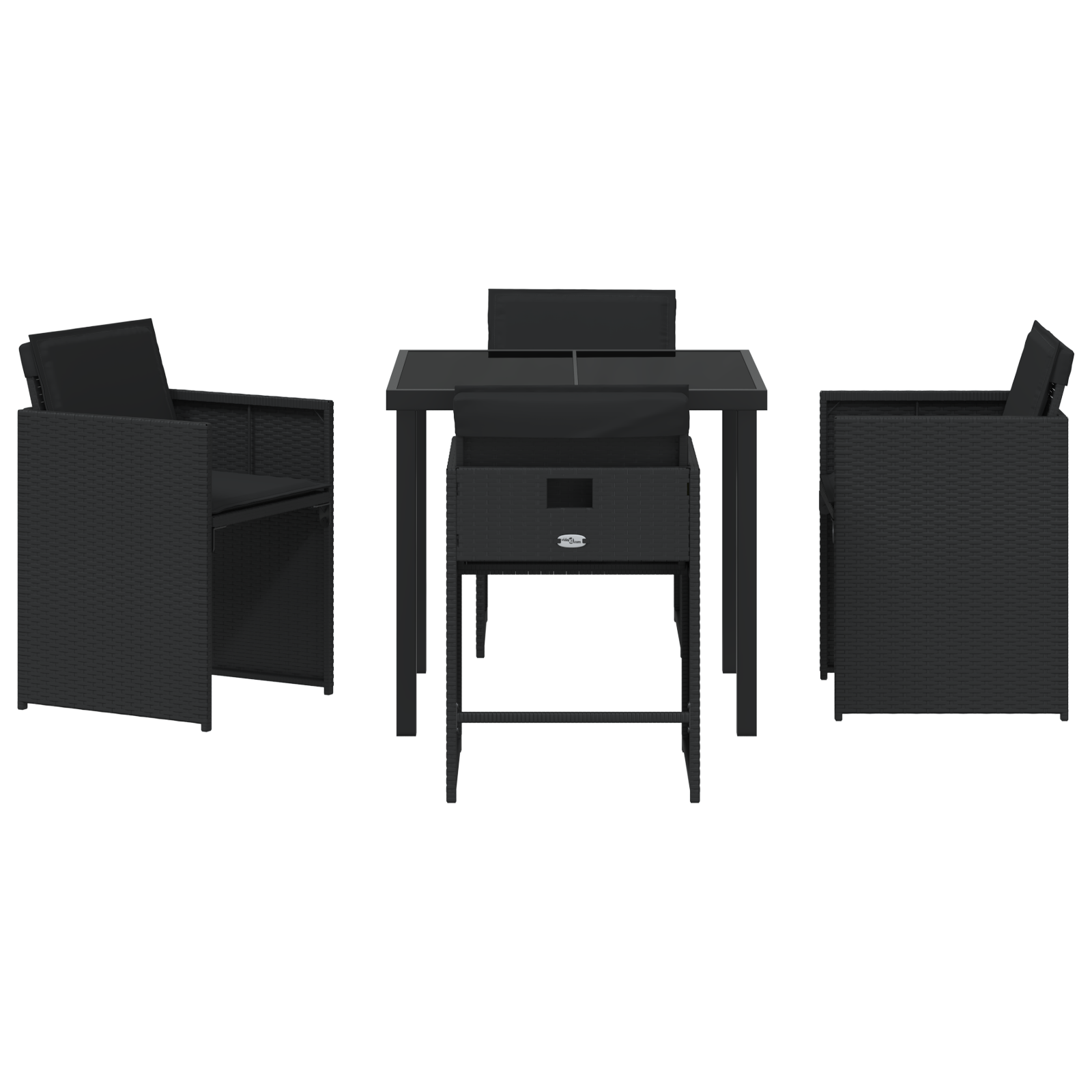 Комплект за градинско хранене от 5 части с възглавници Черен Полирана ратан - Image 7