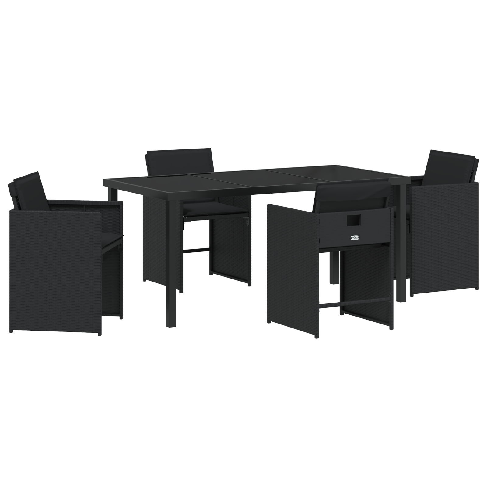 Thumbnail - vidaXL 5-teiliges Gartenessen-Set mit Kissen in Schwarz aus Poly-Rattan