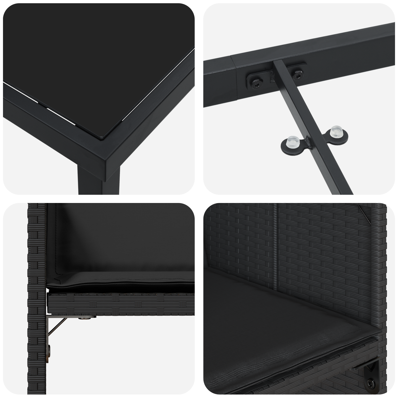 Комплект от 9 части за градината с възглавници Черен полиратан - Image 9