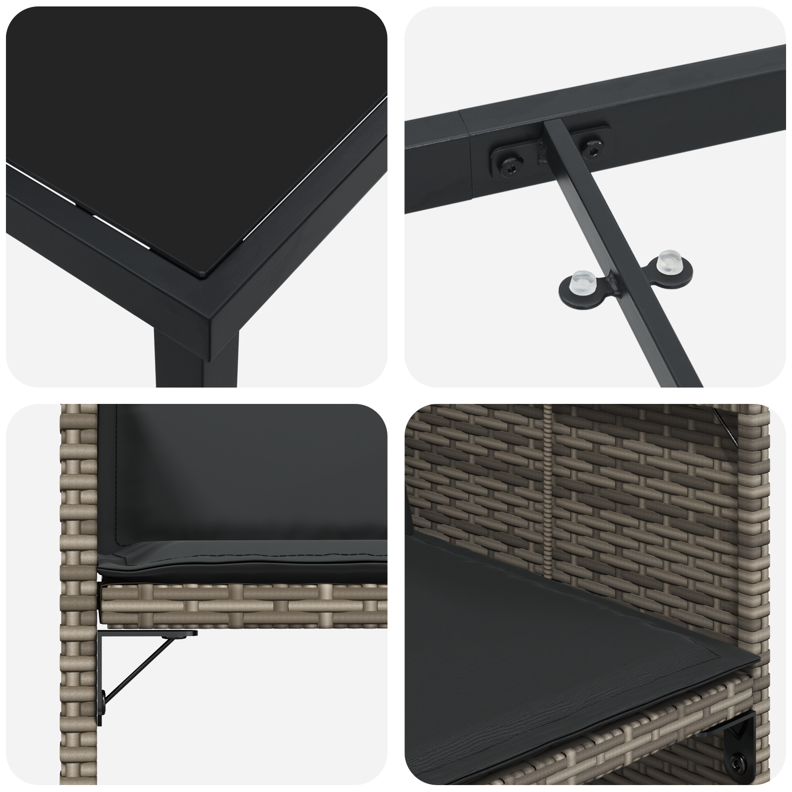 5-членен комплект за градинска трапезария с възглавници в сив полиратан - Image 9