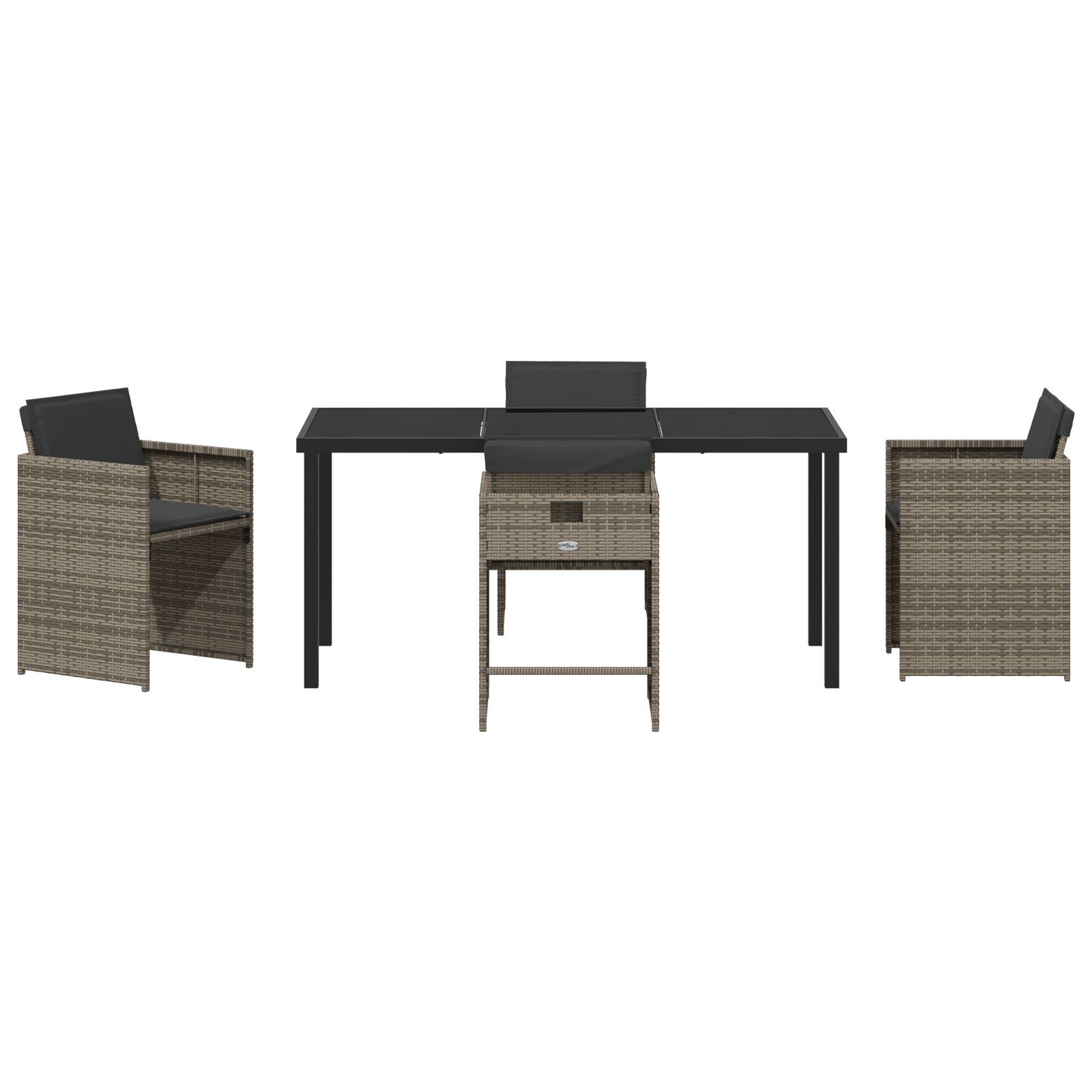 комплект за хранене в градина с 5 части с възглавнички сиво полиратан - Image 7