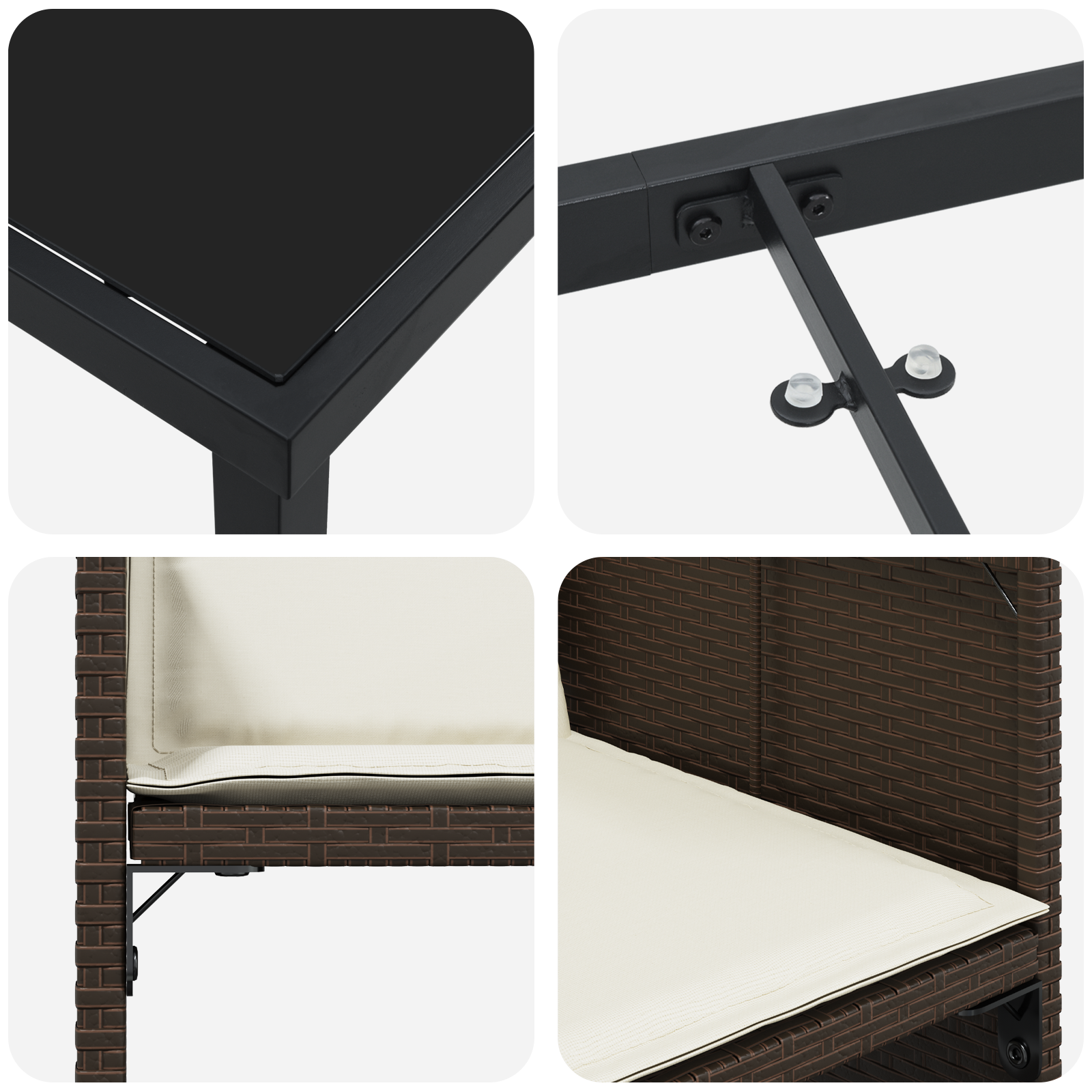 5-частен комплект столове за хранене в градината с възглавници кафяв полиратан - Image 9