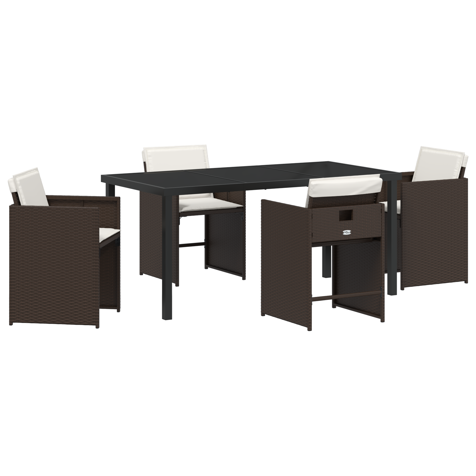 Thumbnail - vidaXL 5-teiliges Garten-Ess-Set mit Kissen in braunem Poly-Rattan