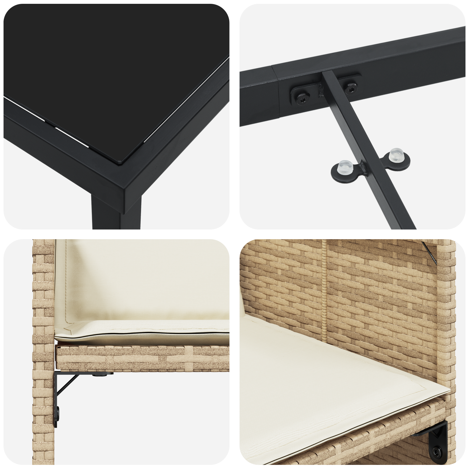 Комплект от 5 градински обедени стола с възглавници Бежов полирати ратан - Image 9