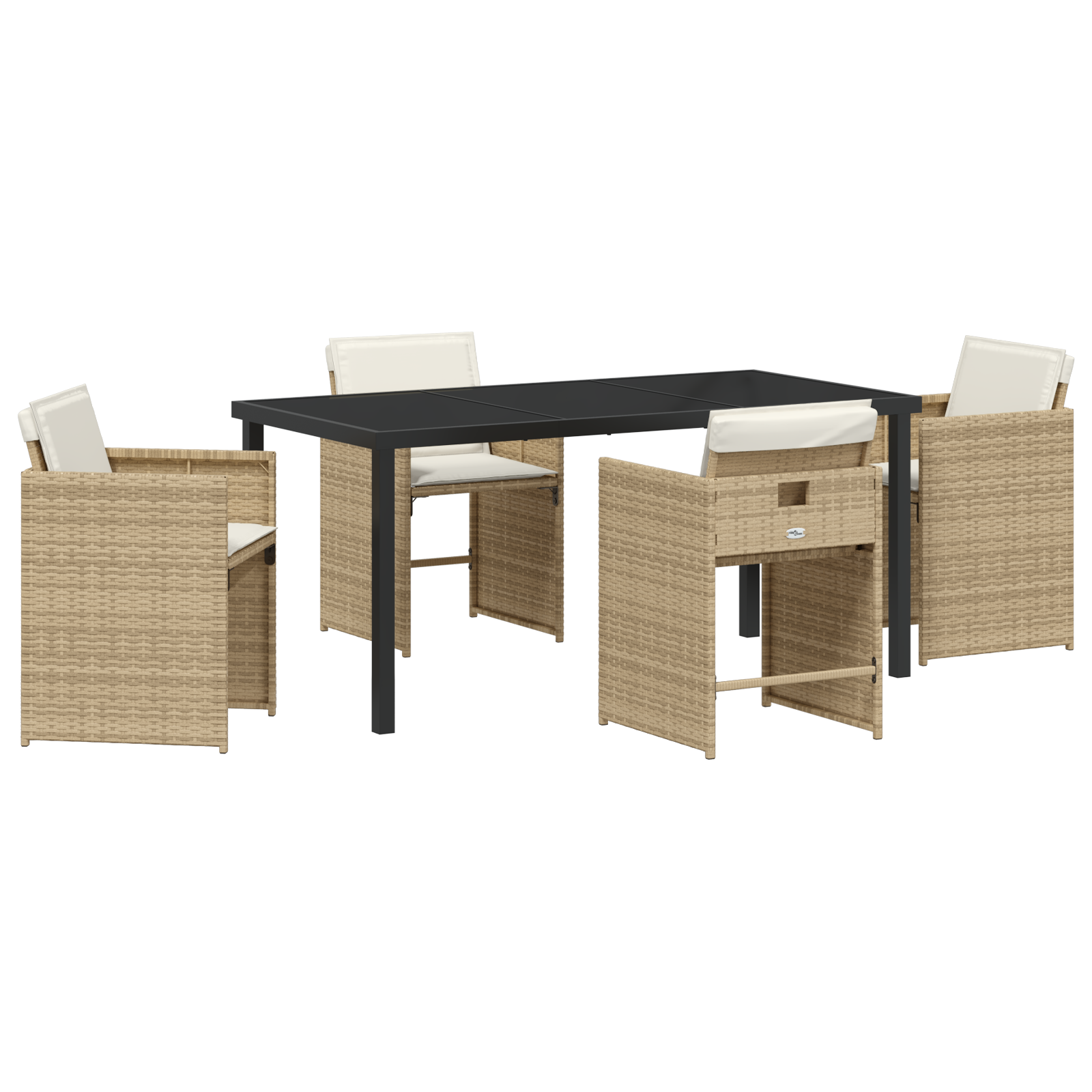 Комплект за градинско хранене от 5 части с възглавници - Бежов поли ратан - Image 2