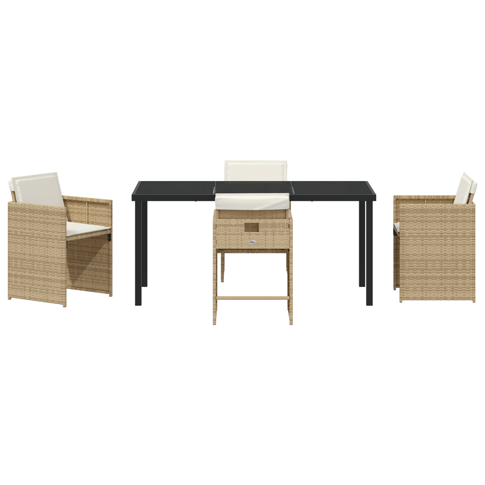 Комплект за градинско хранене от 5 части с възглавници - Бежов поли ратан - Image 7