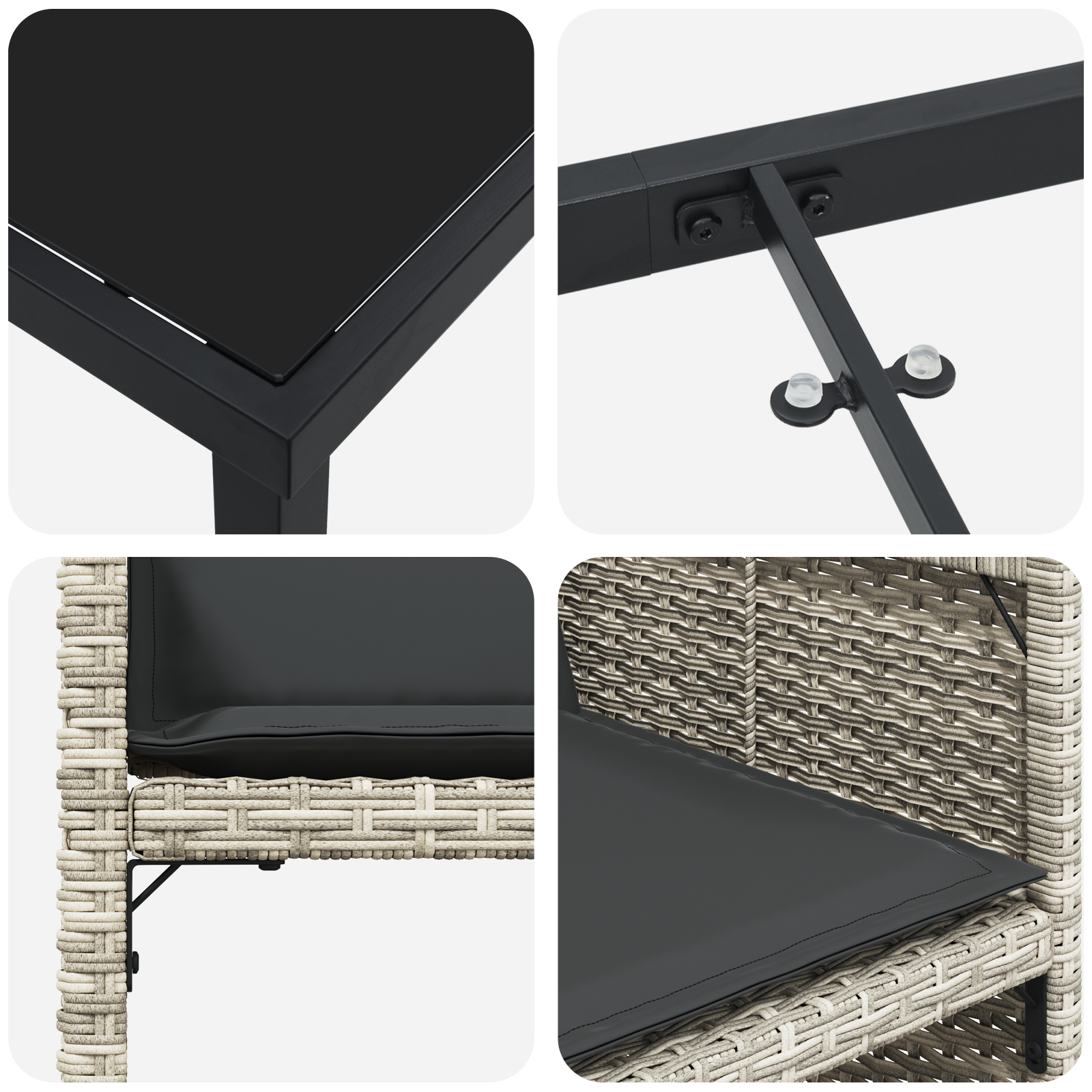 5 Piece Garden Dining Set with Cushions Light Grey Poly Rattan - Image 9