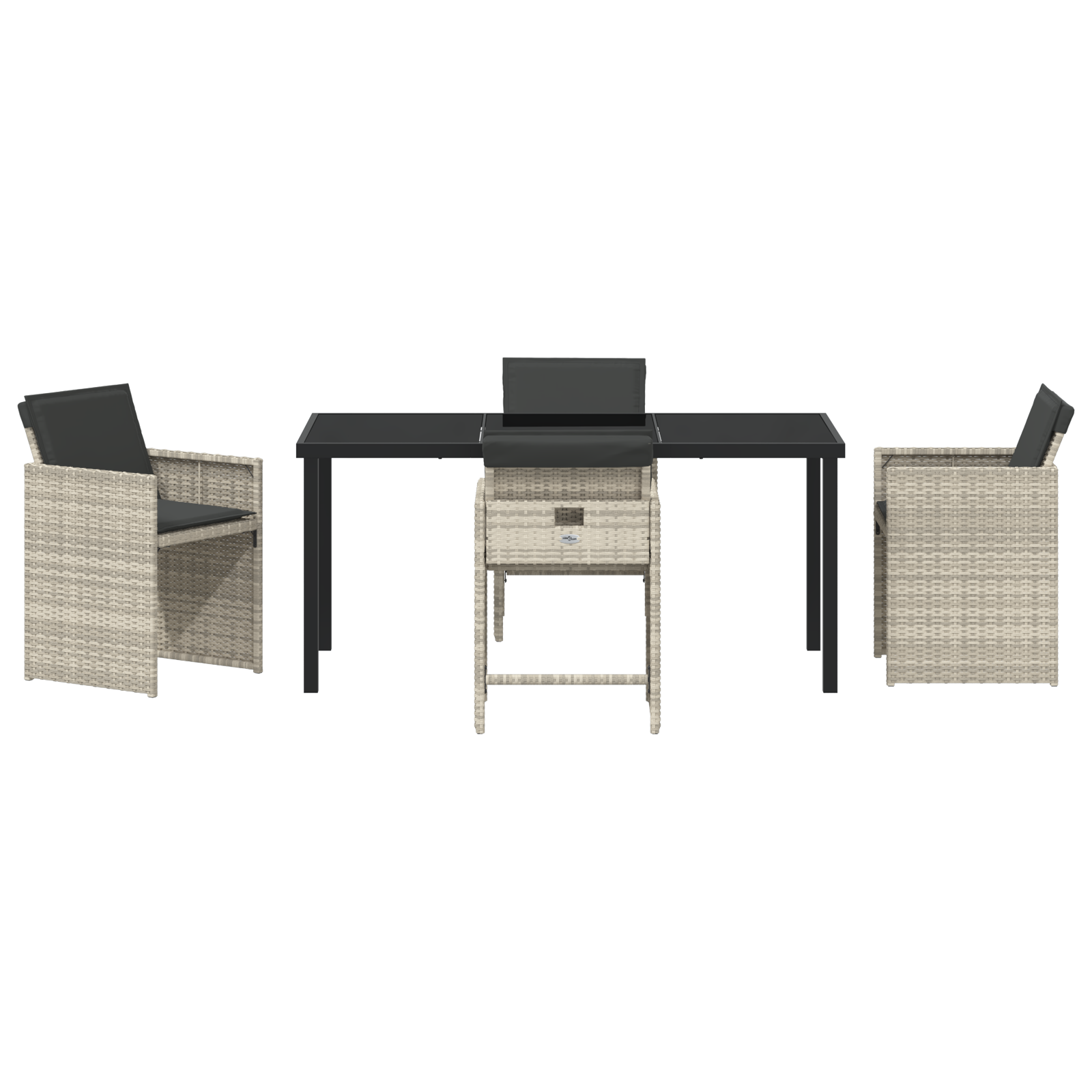 5 Piece Garden Dining Set with Cushions Light Grey Poly Rattan - Image 7