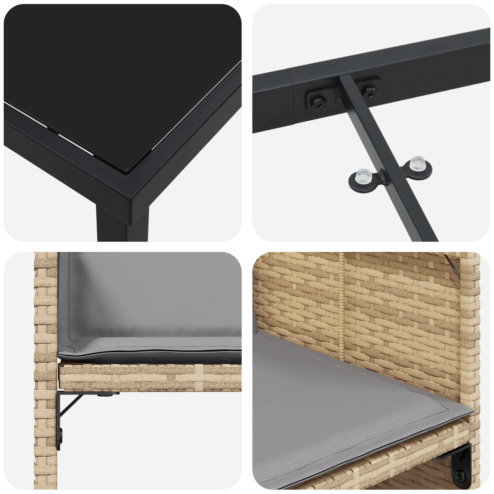 5 Часов градински трапезен комплект с възглавници среднобежов полиратан - Image 9