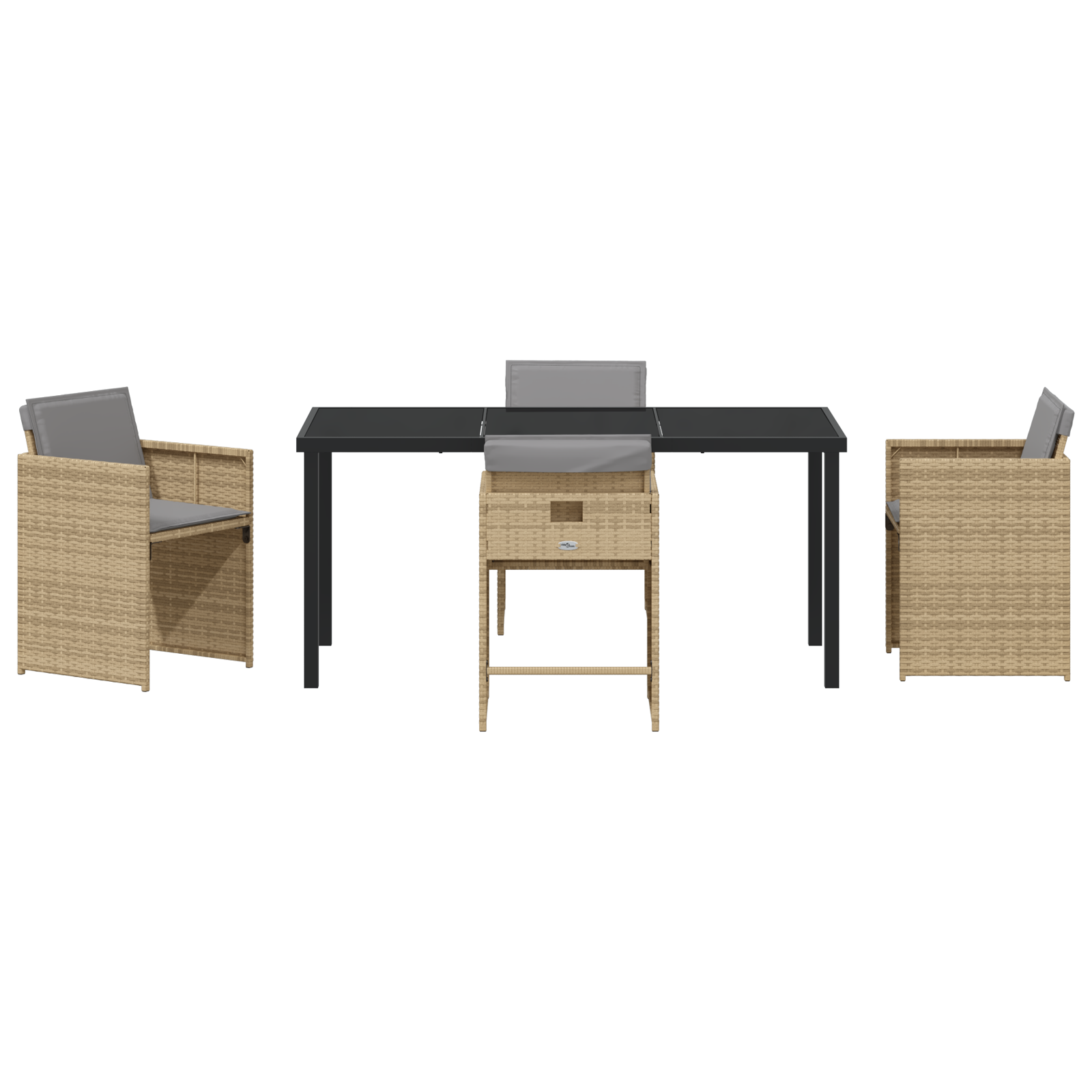 Комплект за градински обяд с възглавници  5 части Бежов Полиратан - Image 7