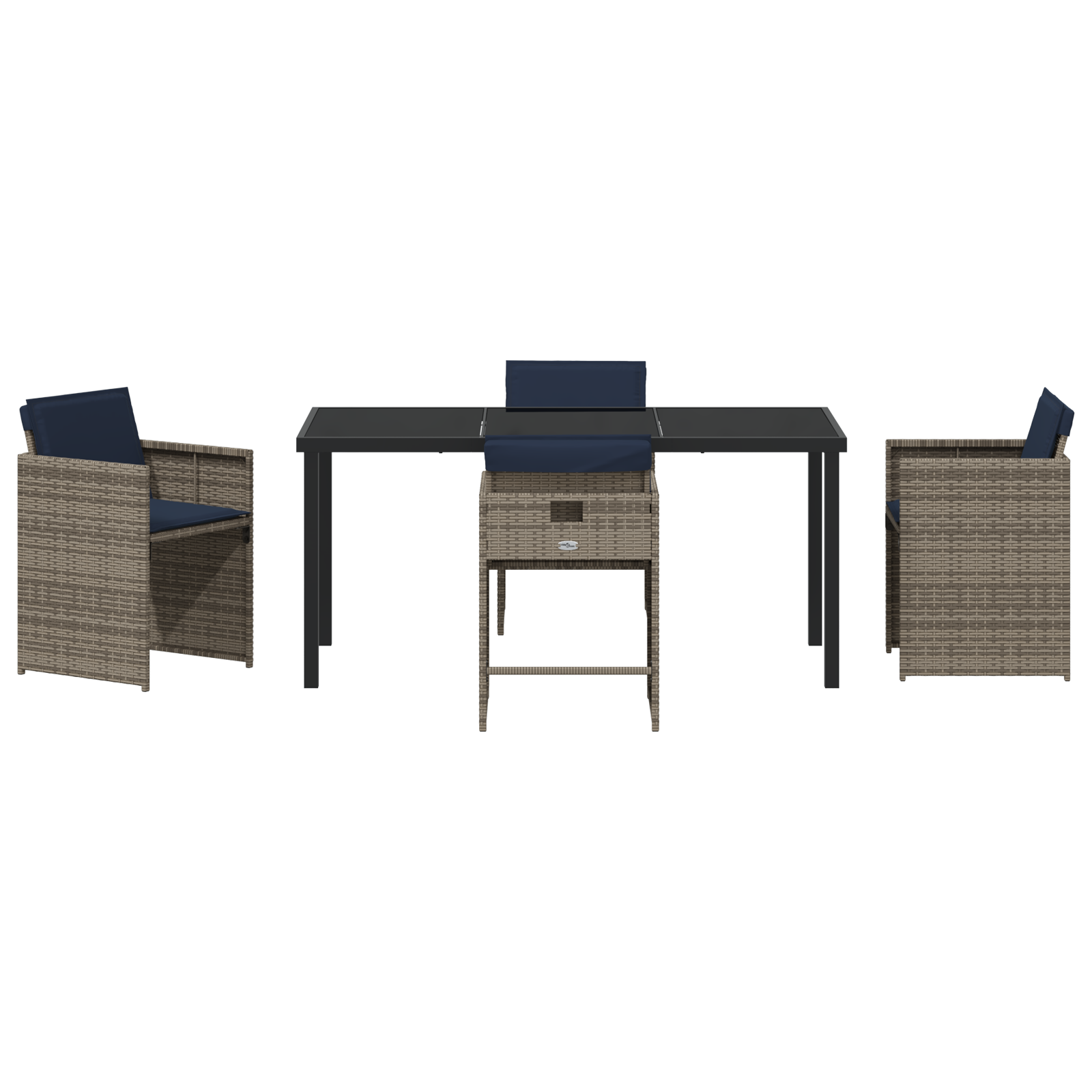 Комплект за градинско хранене от 5 части с възглавници сив полиратан - Image 7