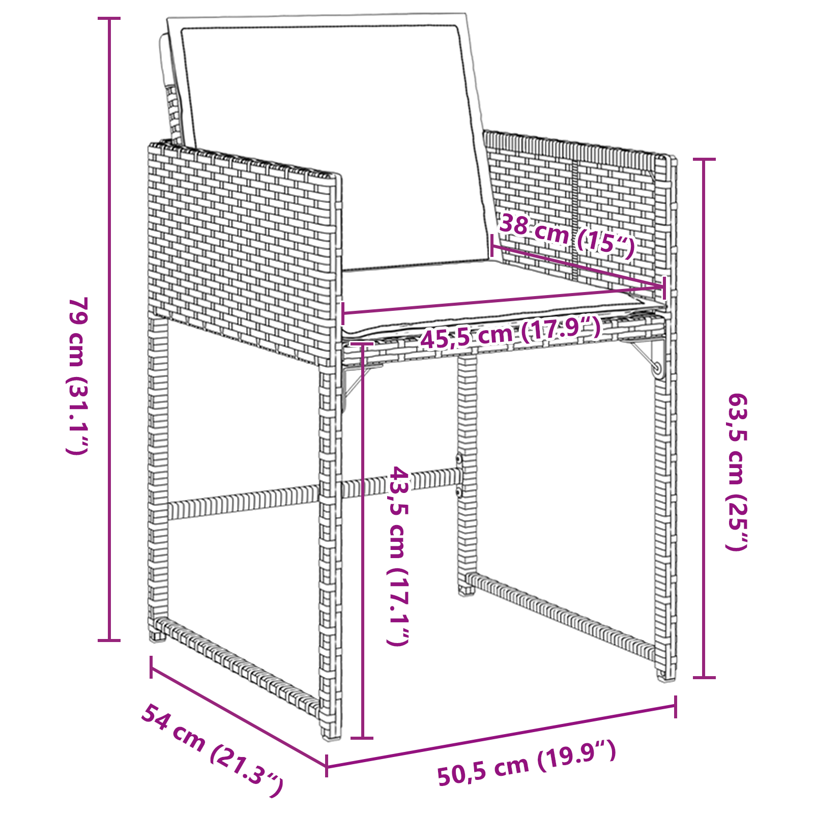 Комплект за хранене на градина с възглавници Черен Полиратан - Image 10