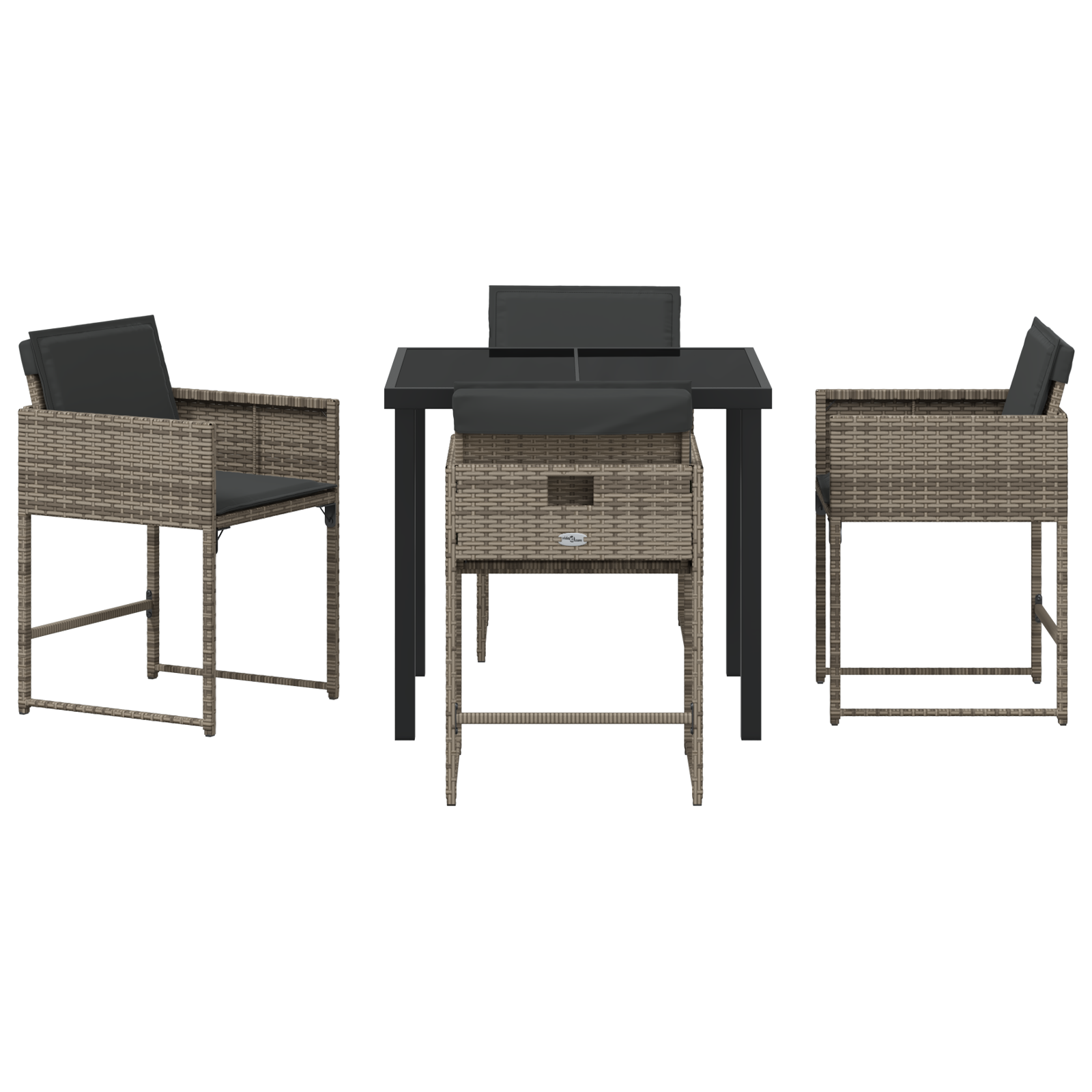 Комплект за градинско хранене от  с 5 части с възглавници сив поли ратан - Image 7