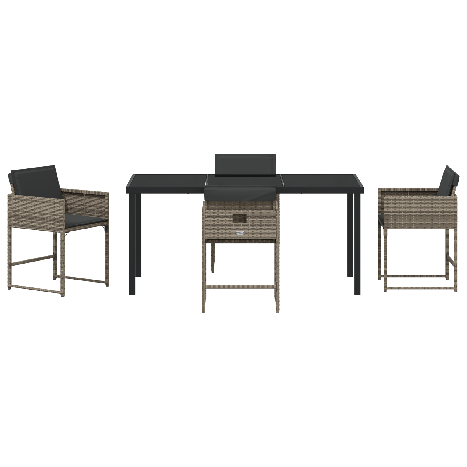 5 частен градински комплект за хранене с възглавници сиво поли ратан - Image 7