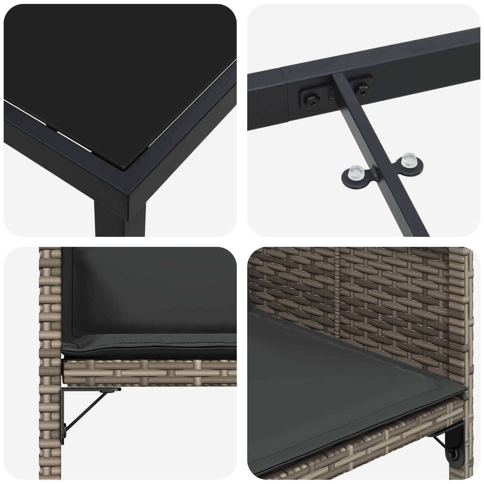 9-частен комплект за градинско хранене с възглавници сив полиратан - Image 9