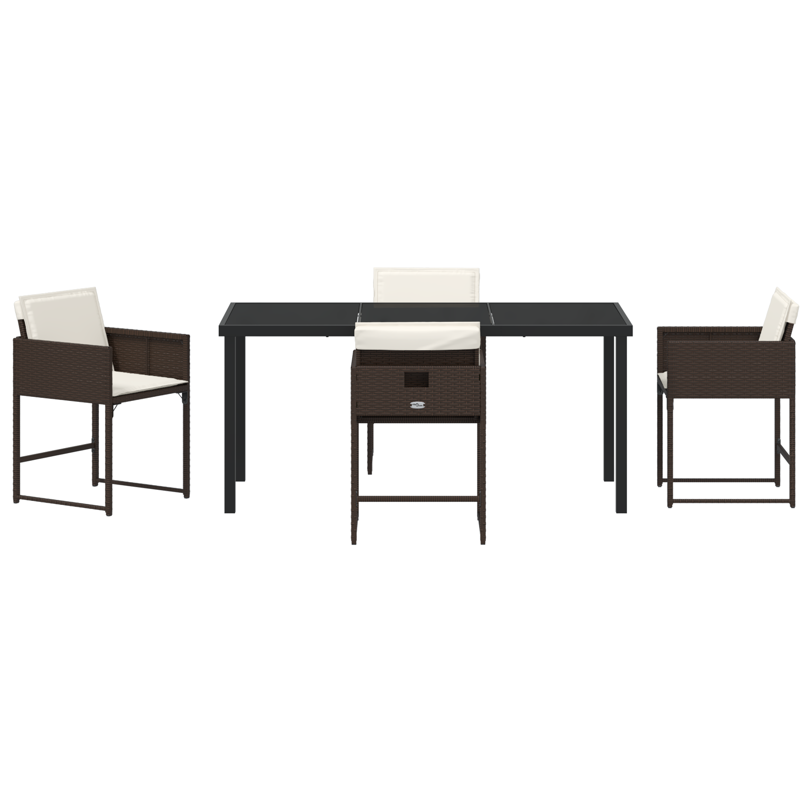 Градински трапезен комплект  с възглавници Кафяв Поли ратан - Image 7