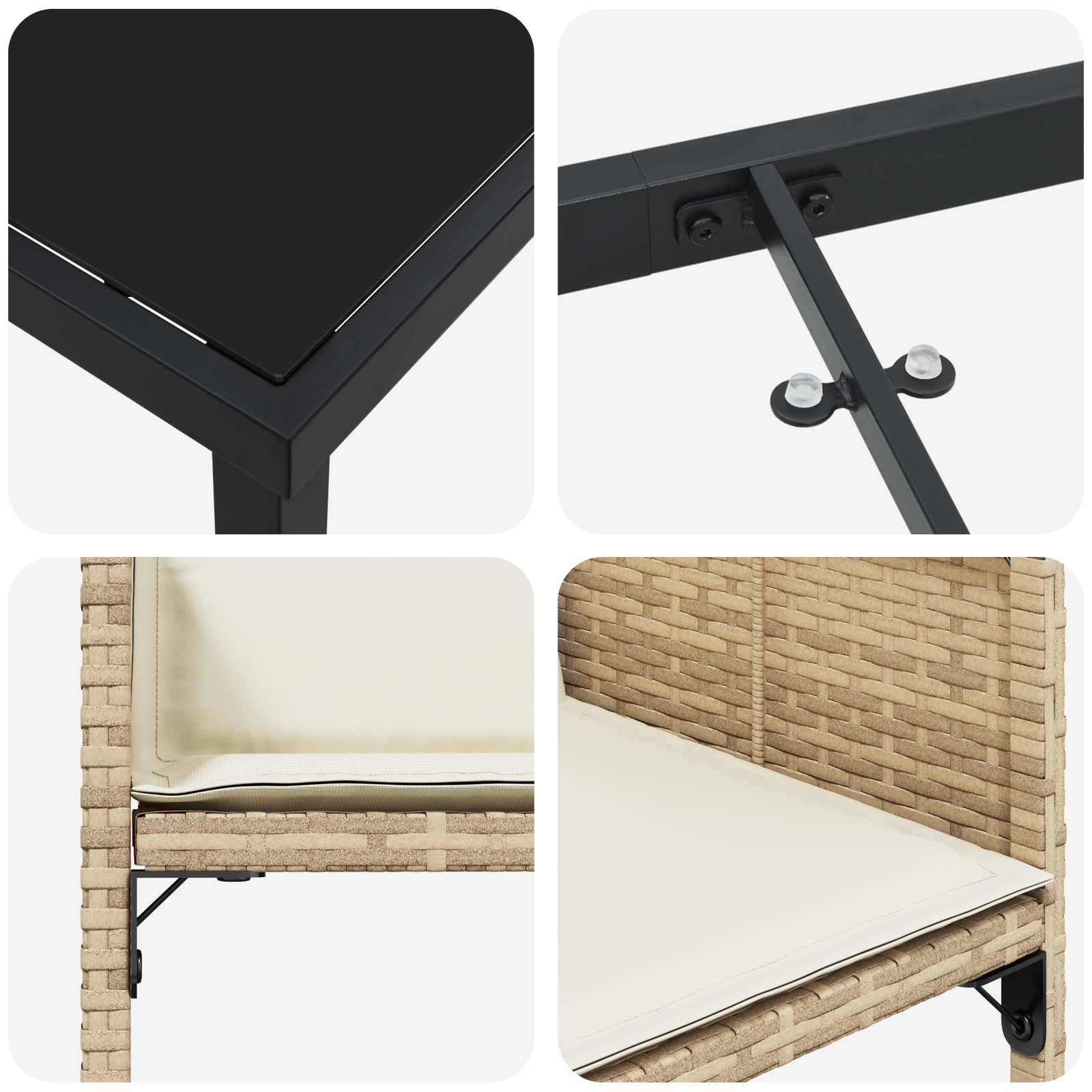 5 части комплект за градинско хранене с възглавници бежов полиратан - Image 9