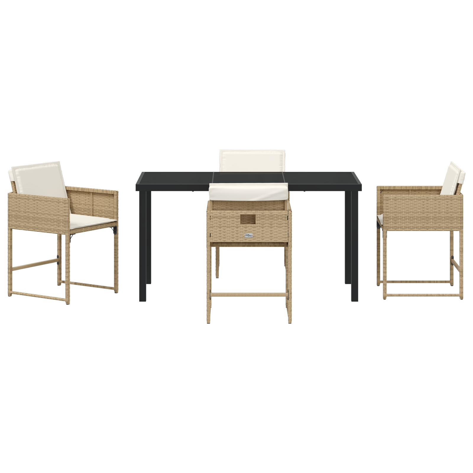 5 части комплект за градинско хранене с възглавници бежов полиратан - Image 7