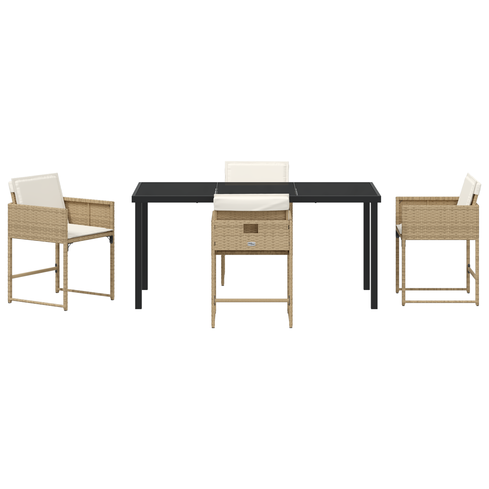 Комплект за хранене в градината от 5 части с възглавници бежов полиратан - Image 7