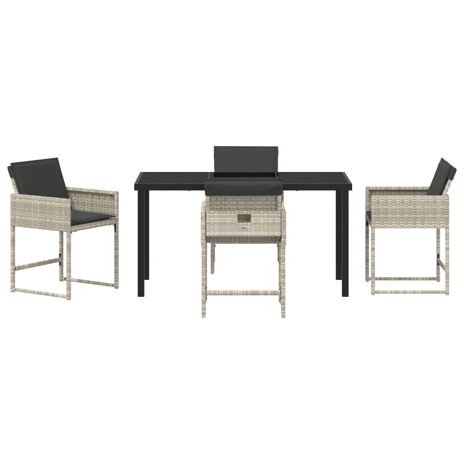 5 Piece Garden Dining Set with Cushions Light Grey Poly Rattan - Image 7