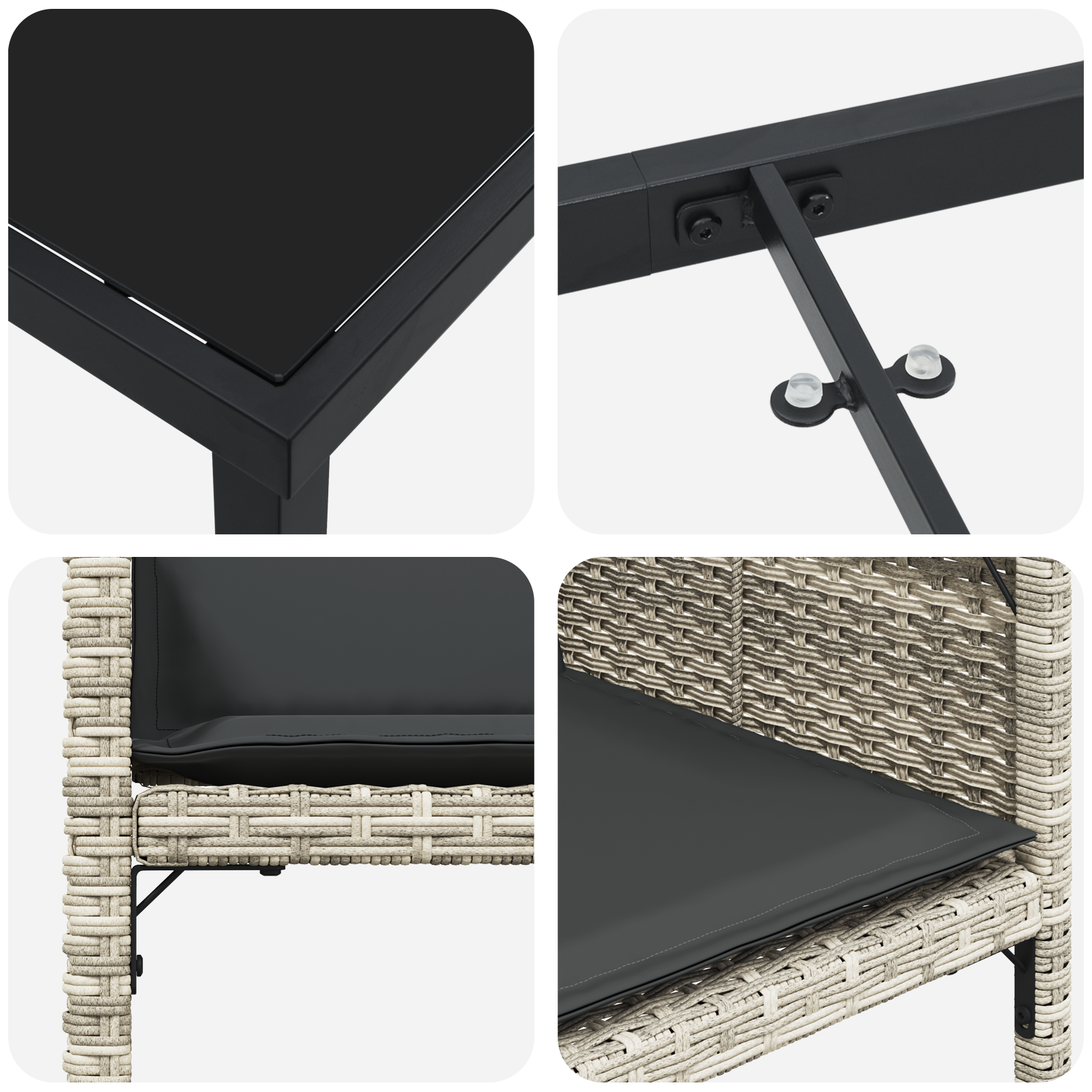 5 Piece Garden Dining Set with Cushions Light Grey Poly Rattan - Image 9