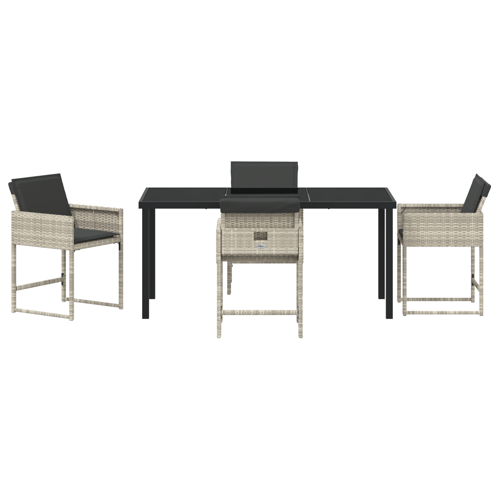 5 Piece Garden Dining Set with Cushions Light Grey Poly Rattan - Image 7