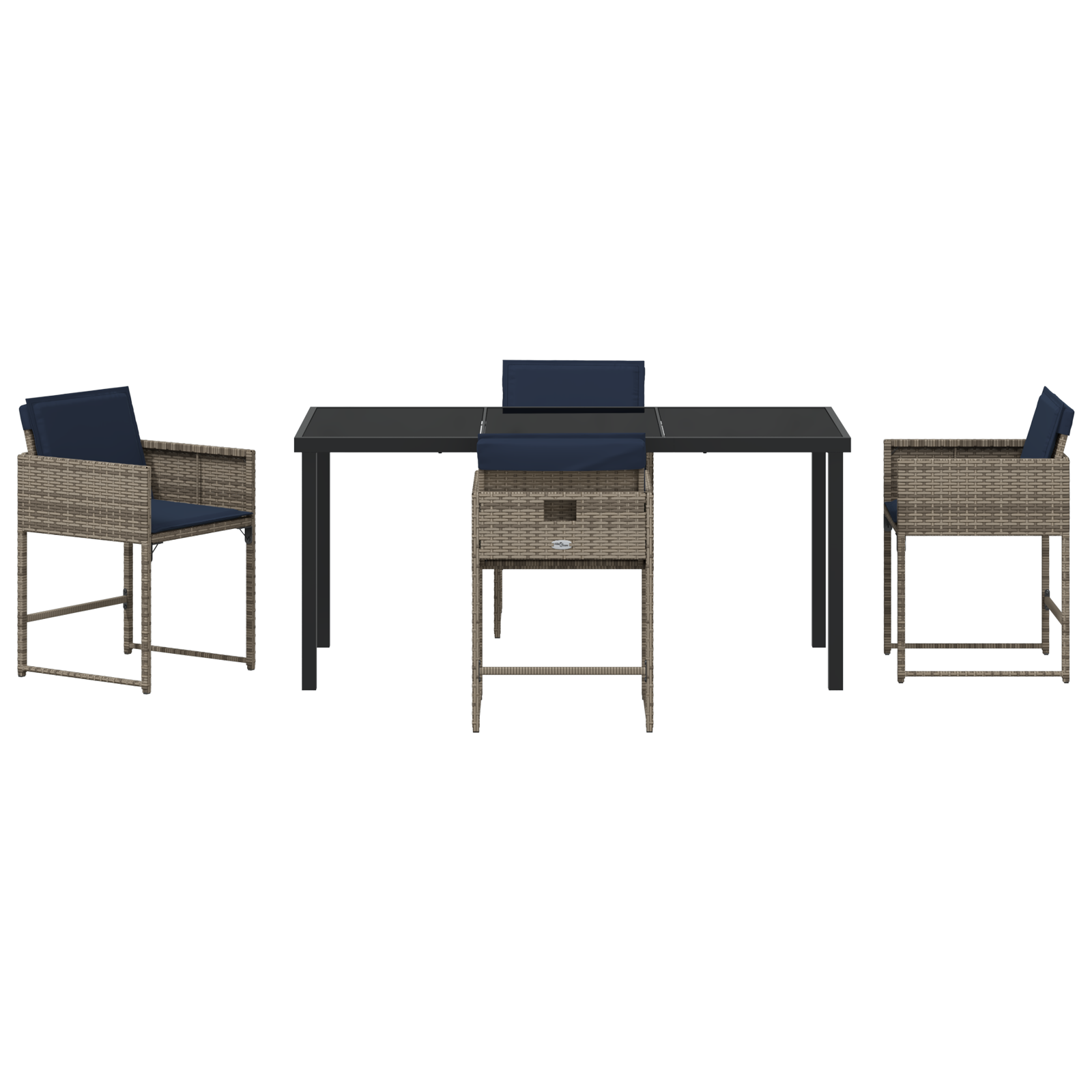 5 части градински трапезен комплект с възглавници Сив Полиратан - Image 7