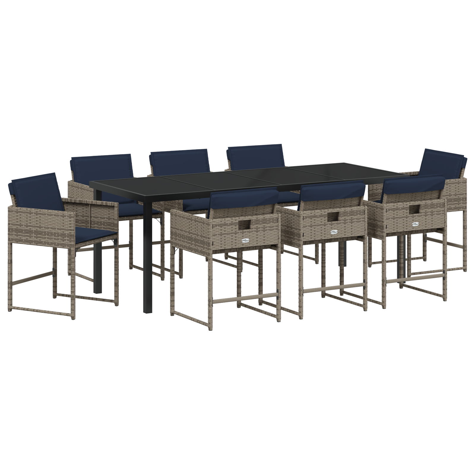 Комплект за хранене с 9 части с възглавници Сиво Полиратаен - Image 2