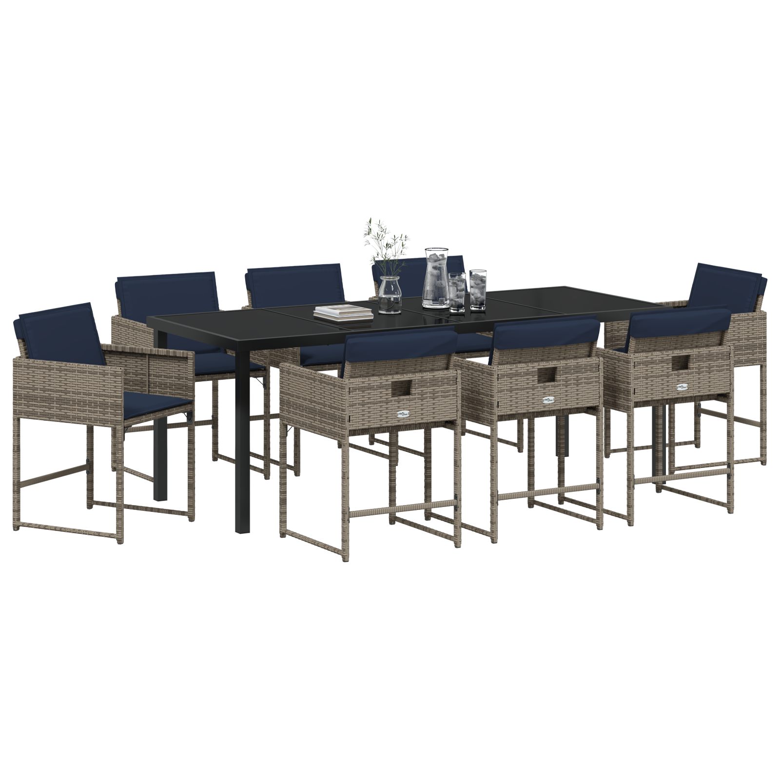 Комплект за хранене с 9 части с възглавници Сиво Полиратаен - Image 3