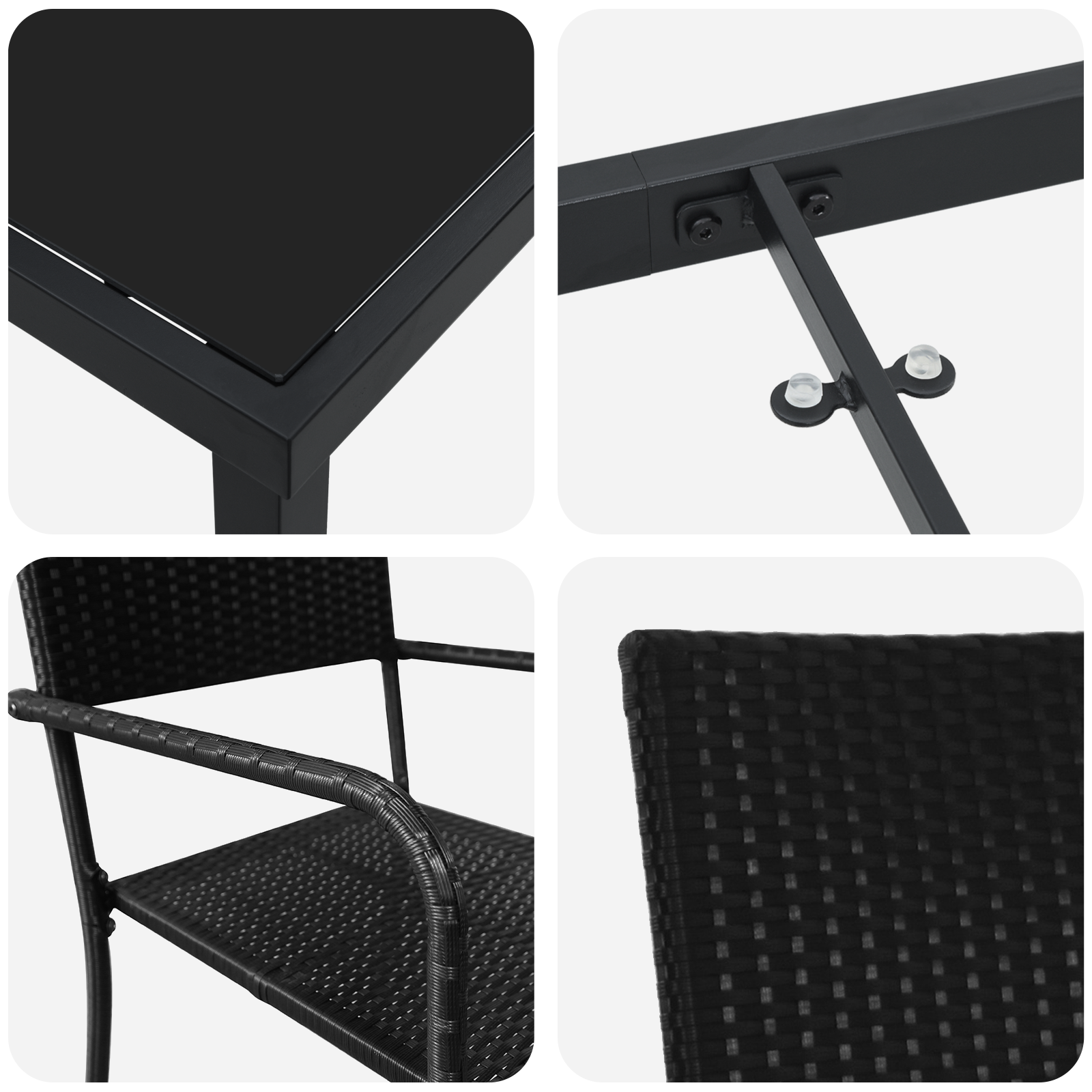 Комплект градински трапезарии  3 части черен полиратан - Image 9