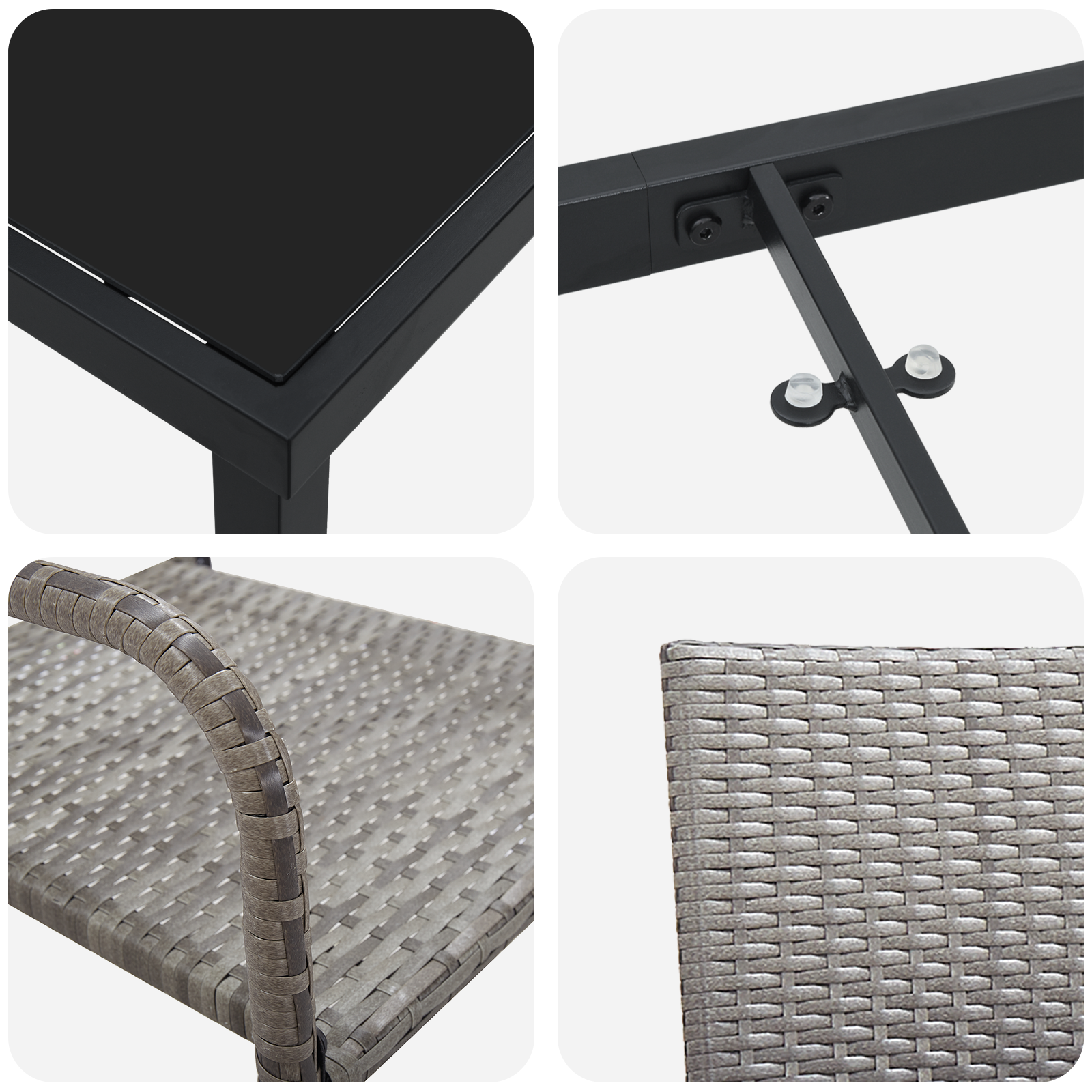 Комплект градински трапезни мебели от 5 части, сив полиратан - Image 9