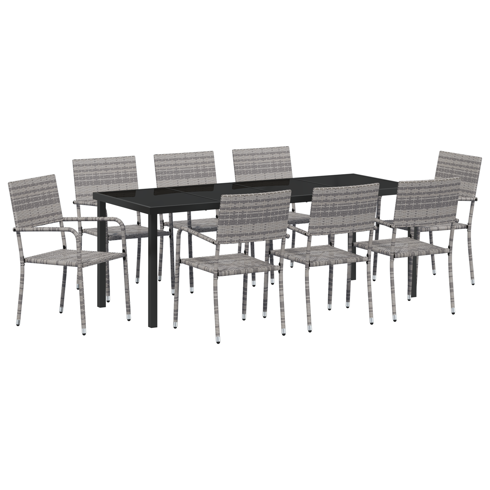 комплект градински мебели с 9 части в сив полиратан - Image 2