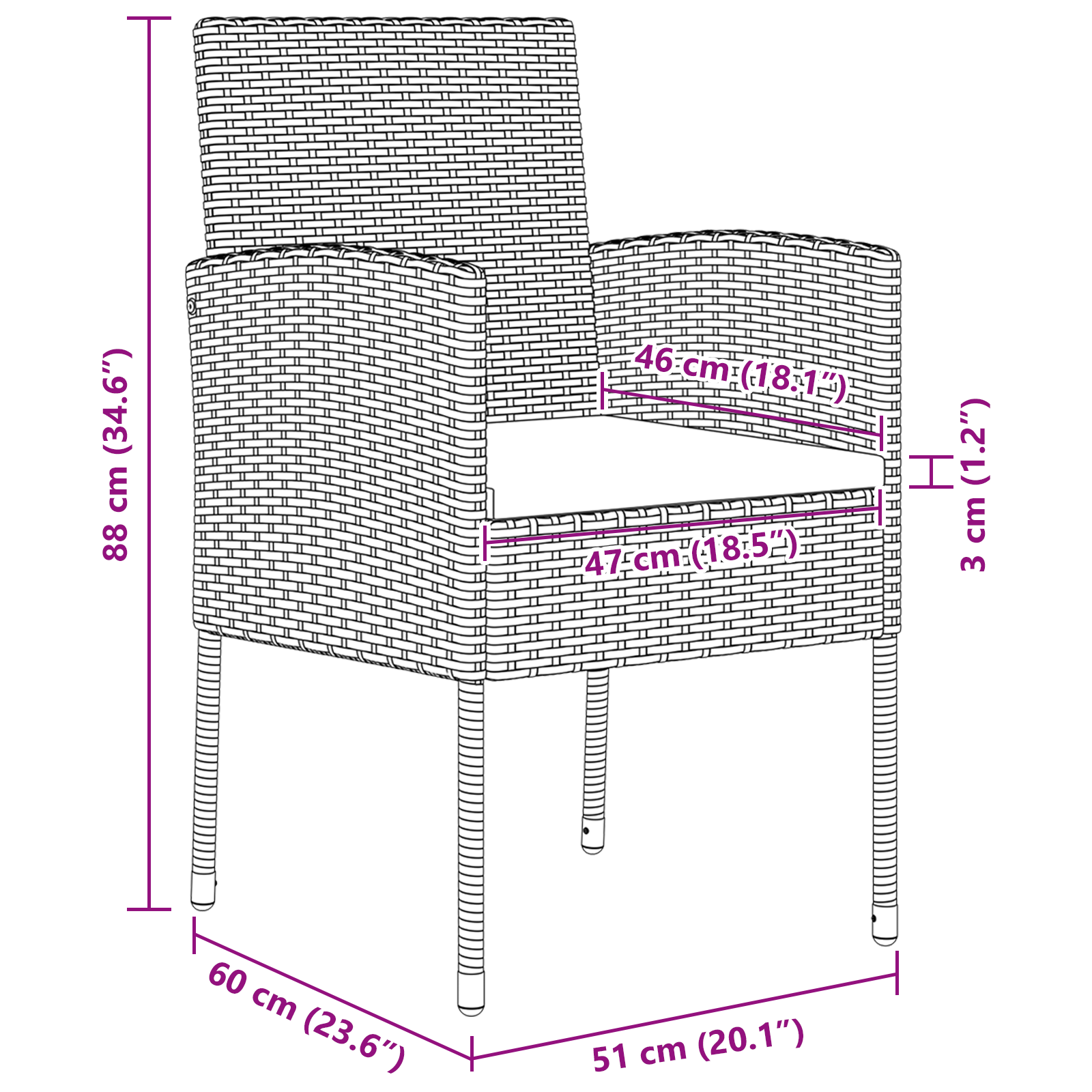 9-частен градински трапезен комплект с възглавници черен ратан - Image 10