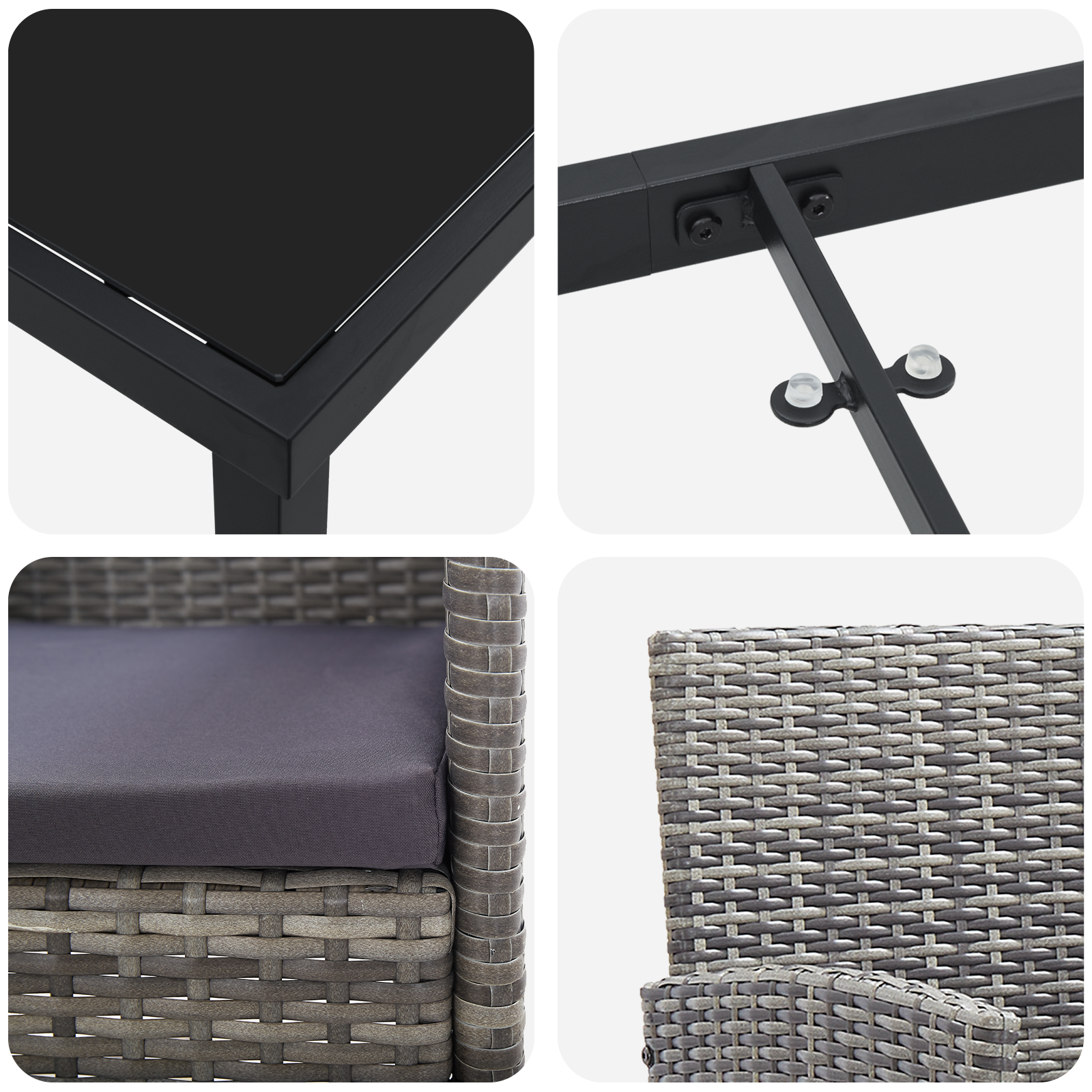 Комплект градинска трапезария  с възглавници сив полиратан - Image 9