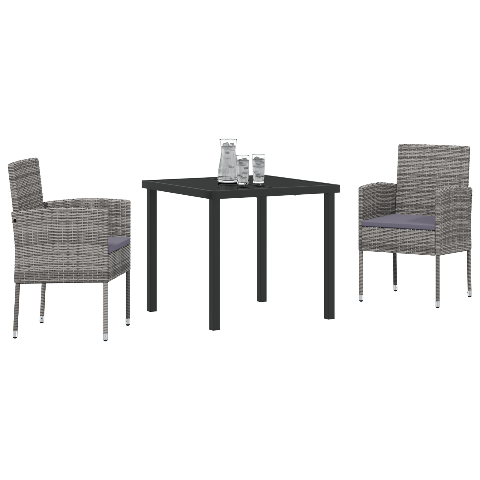 Комплект градинска трапезария  с възглавници сив полиратан - Image 3