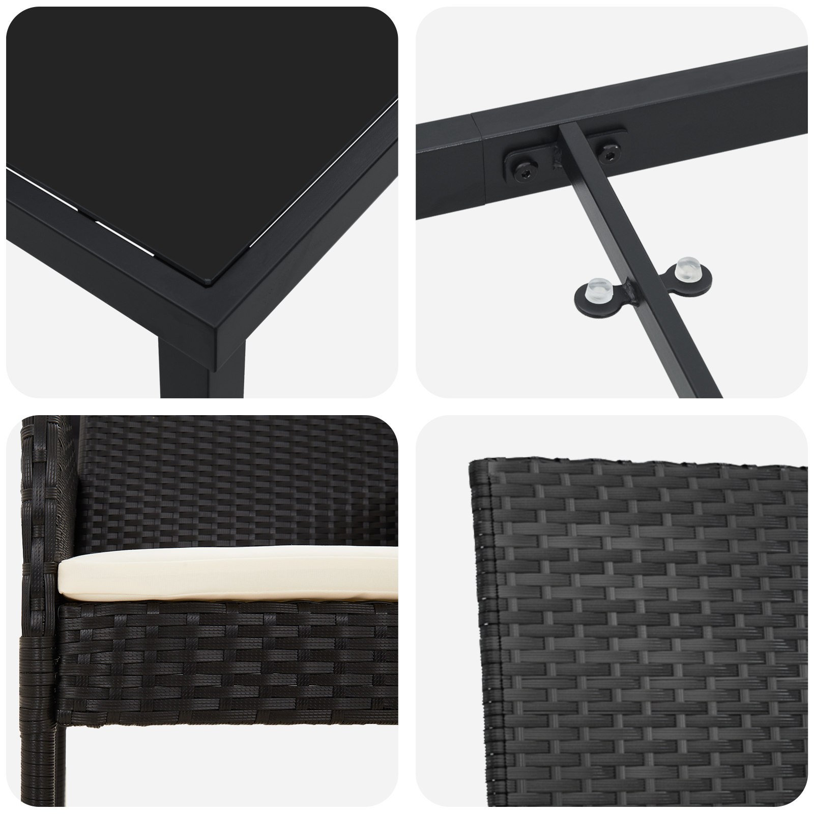 5-частов комплект за хранене в градината с възглавници Черен полиратан - Image 9