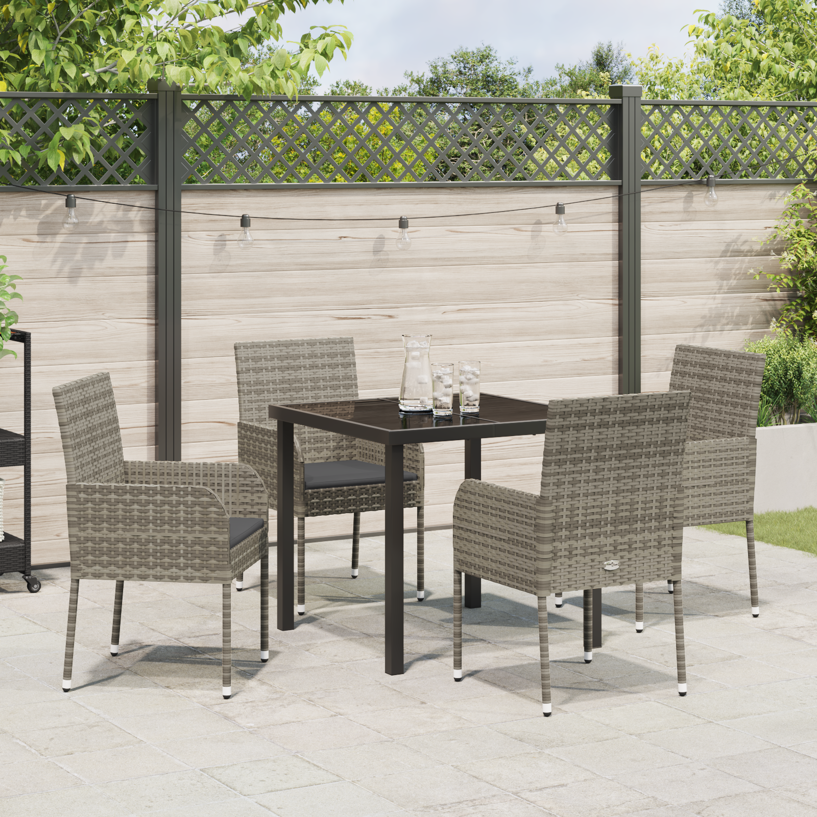 Комплект градински столове с възглавници  Сив Полипропилен - Image 4