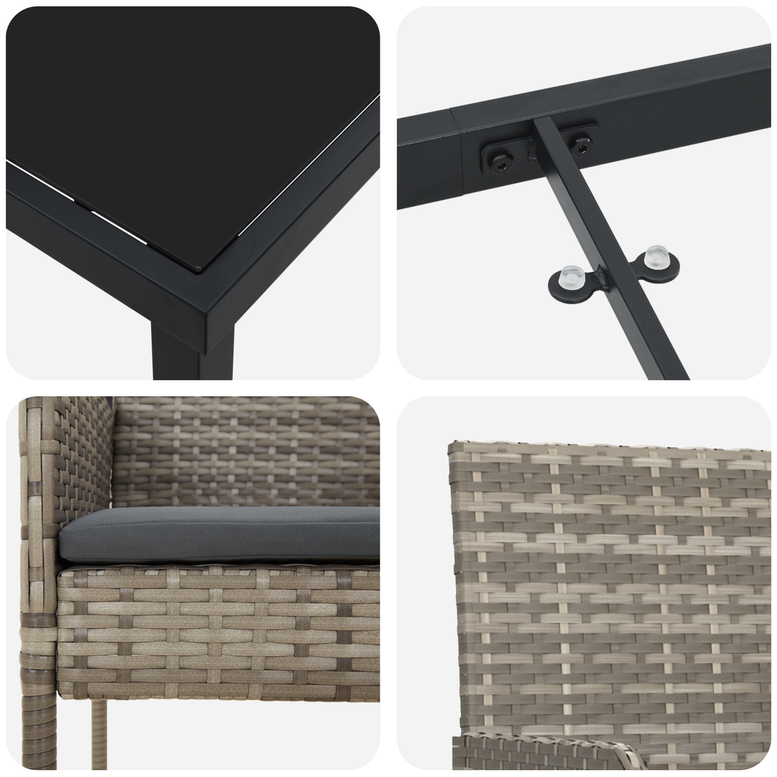 комплект от 7 части градински мебели с възглавници сив полиратан - Image 9