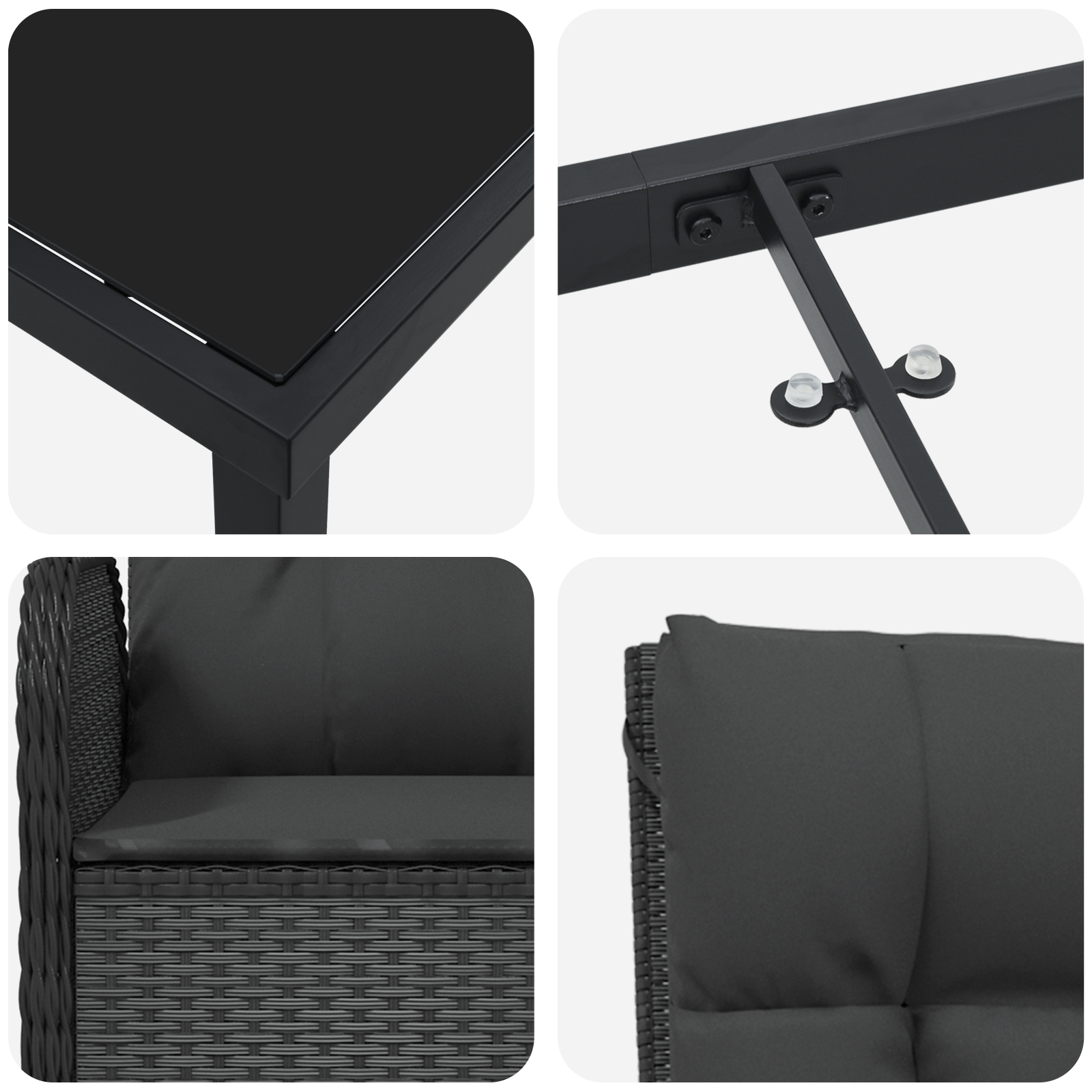 Комплект за градинско хранене от в черен полиратан - Image 9