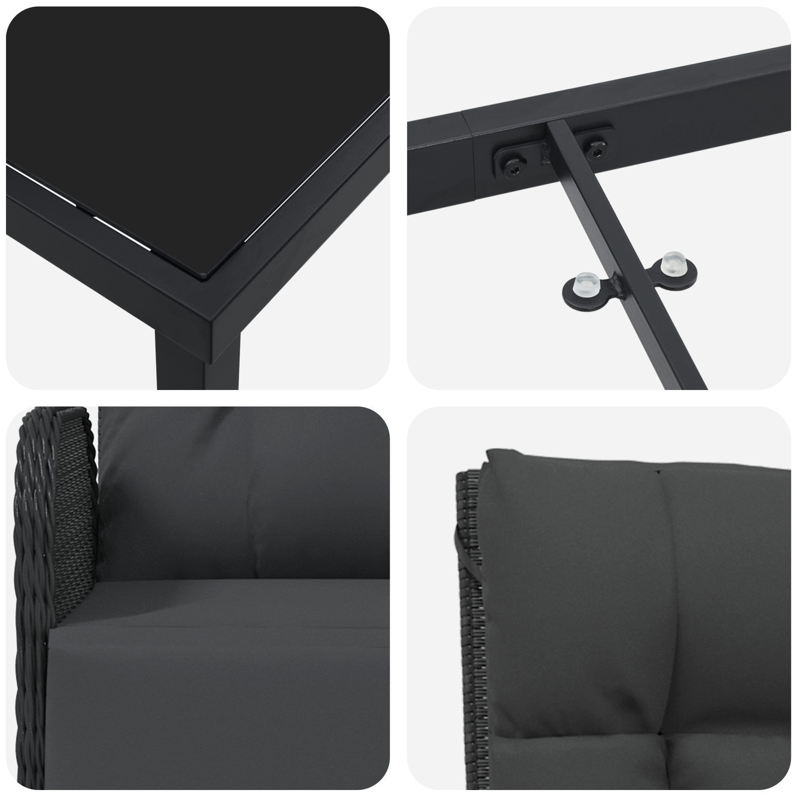 Комплект градински мебели с възглавници Черен Полиестерен ратан - Image 9