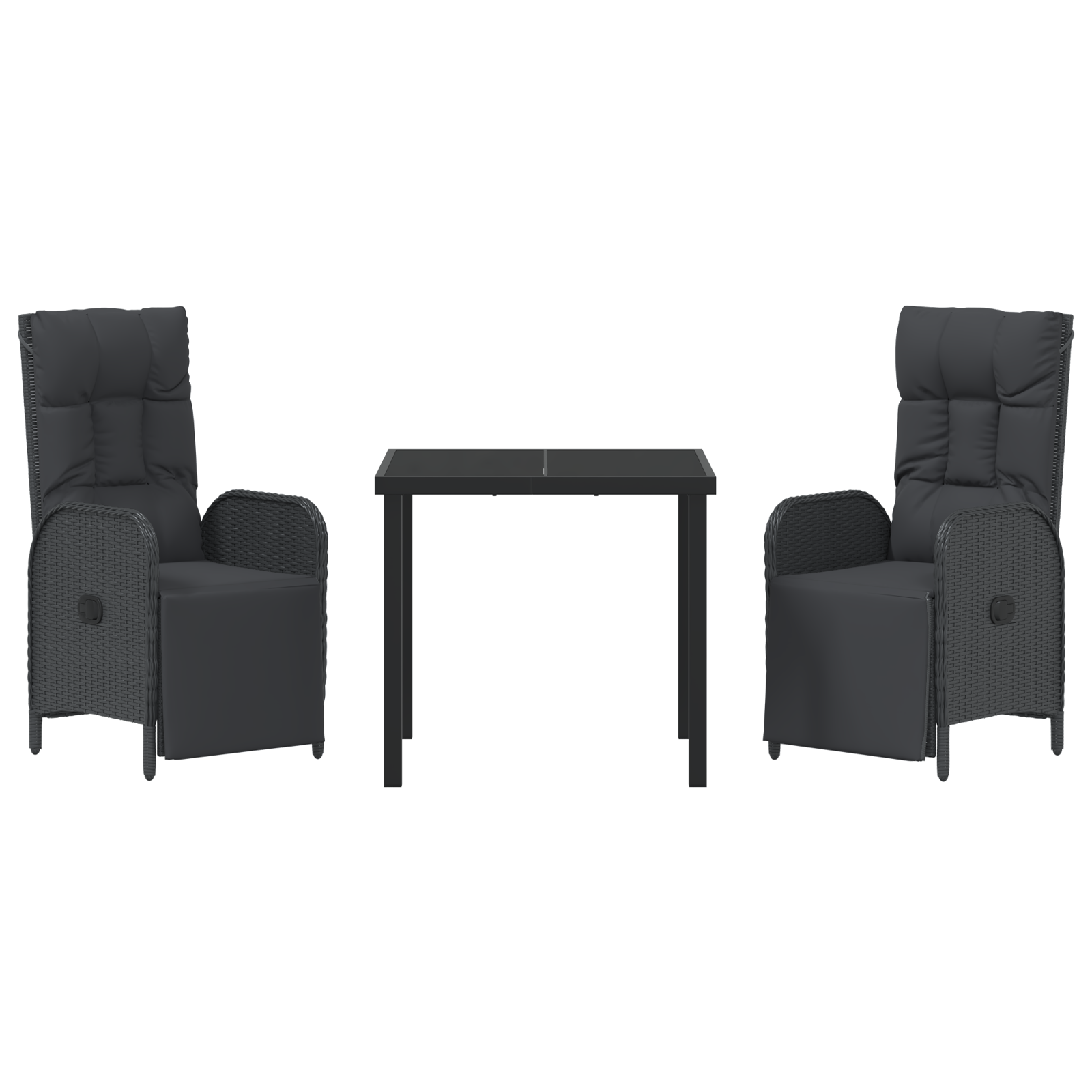 Комплект градински мебели с възглавници Черен Полиестерен ратан - Image 7