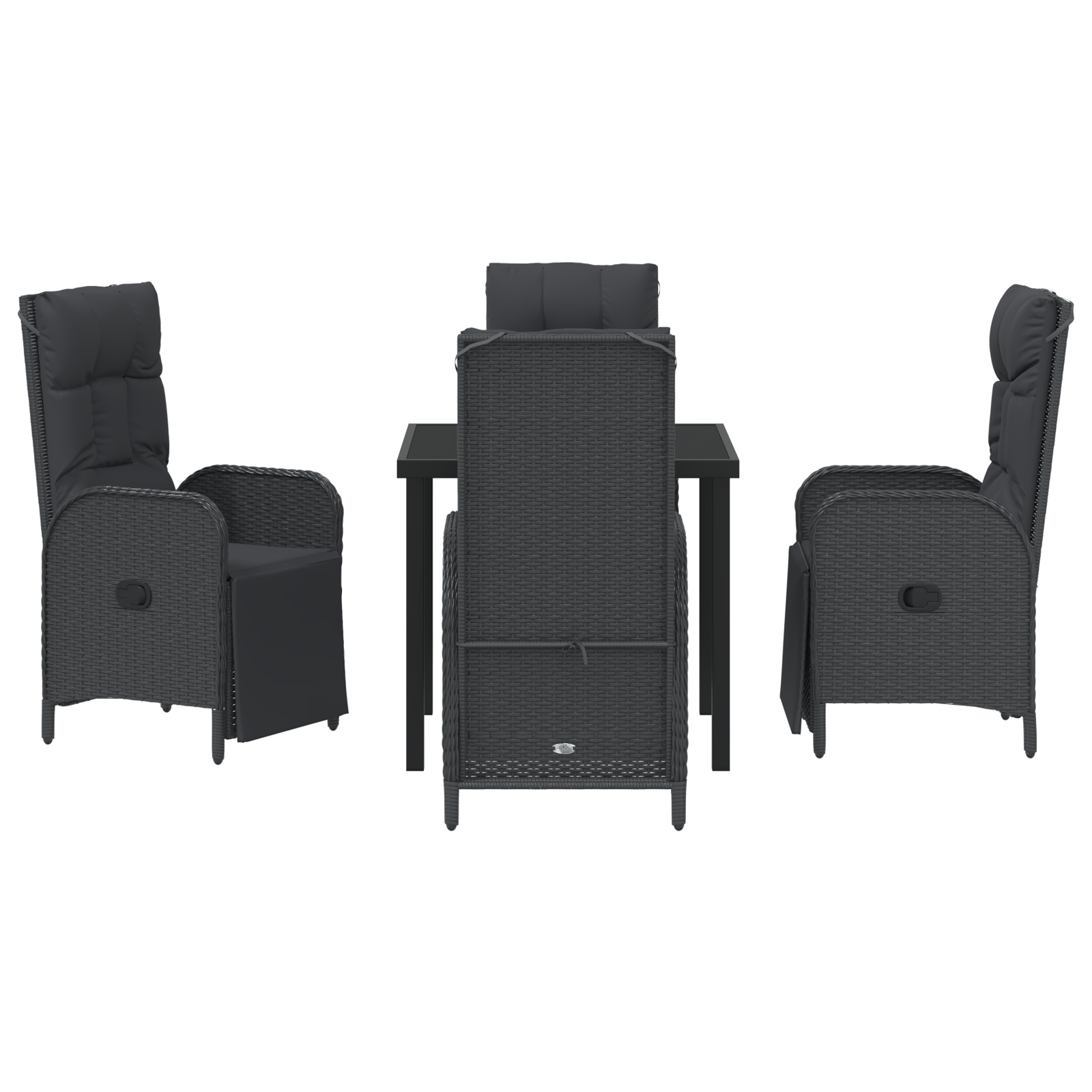 Комплект градинска маса с възглавници Черен Полиратан - Image 7