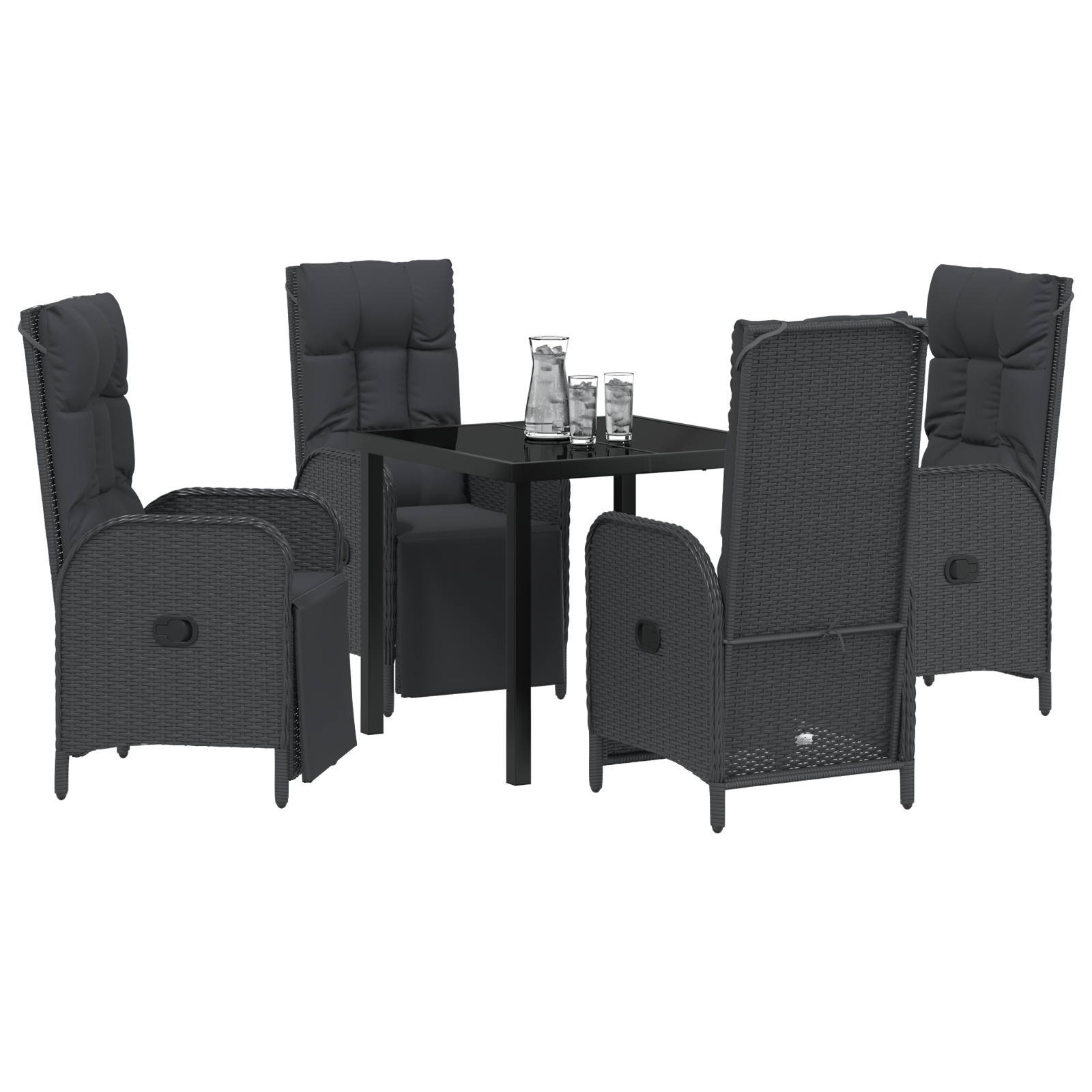 Комплект градинска маса с възглавници Черен Полиратан - Image 3