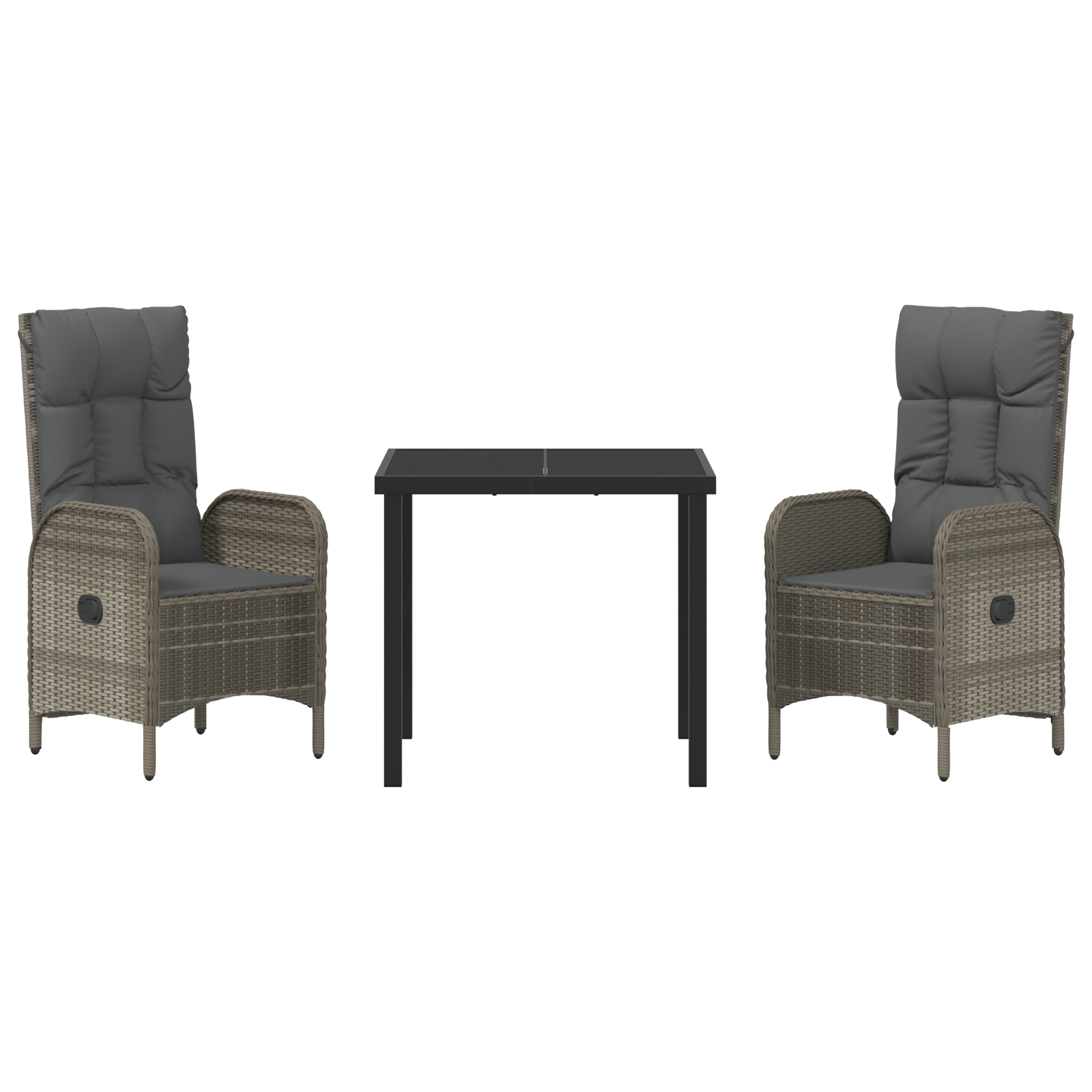 3 Часов Комплект за Градинска Трапеза Сив Полиратан - Image 6