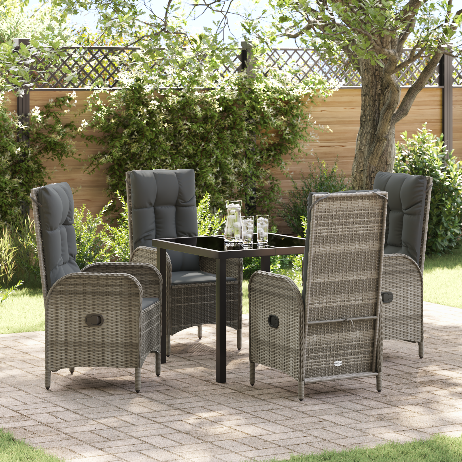 Thumbnail - vidaXL 5-teiliges Garten-Esszimmer Set aus grauem Polyrattan